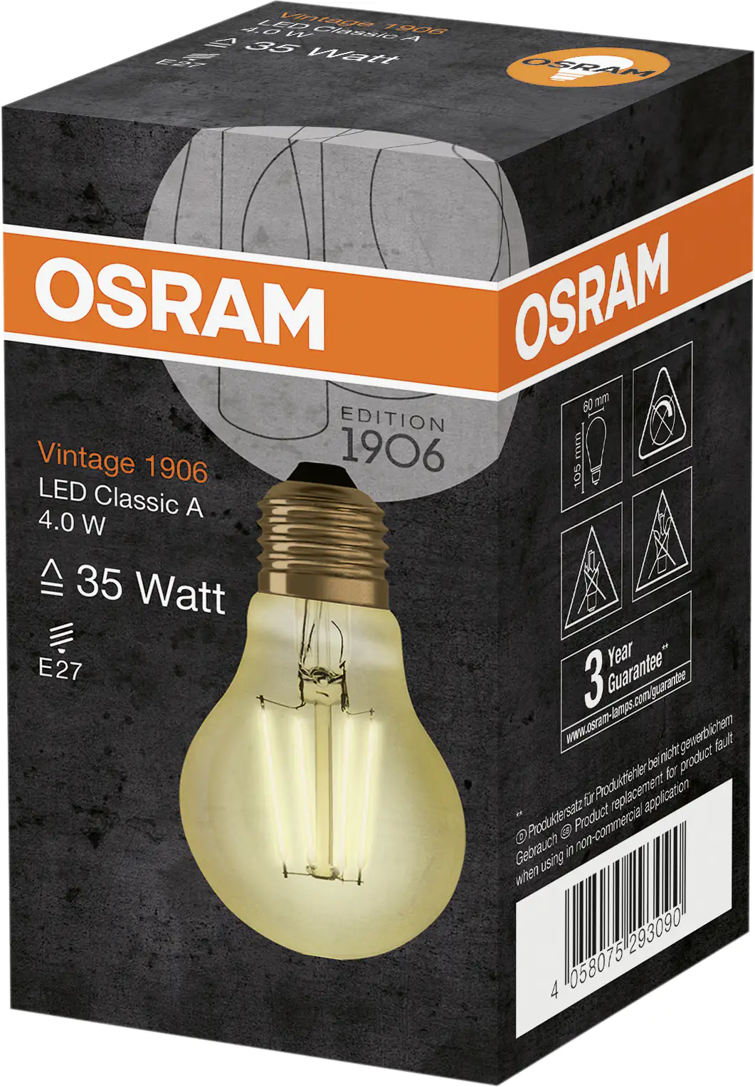 Osram LED Leuchtmittel Vintage 1906 E27 4W warmweiß, amber