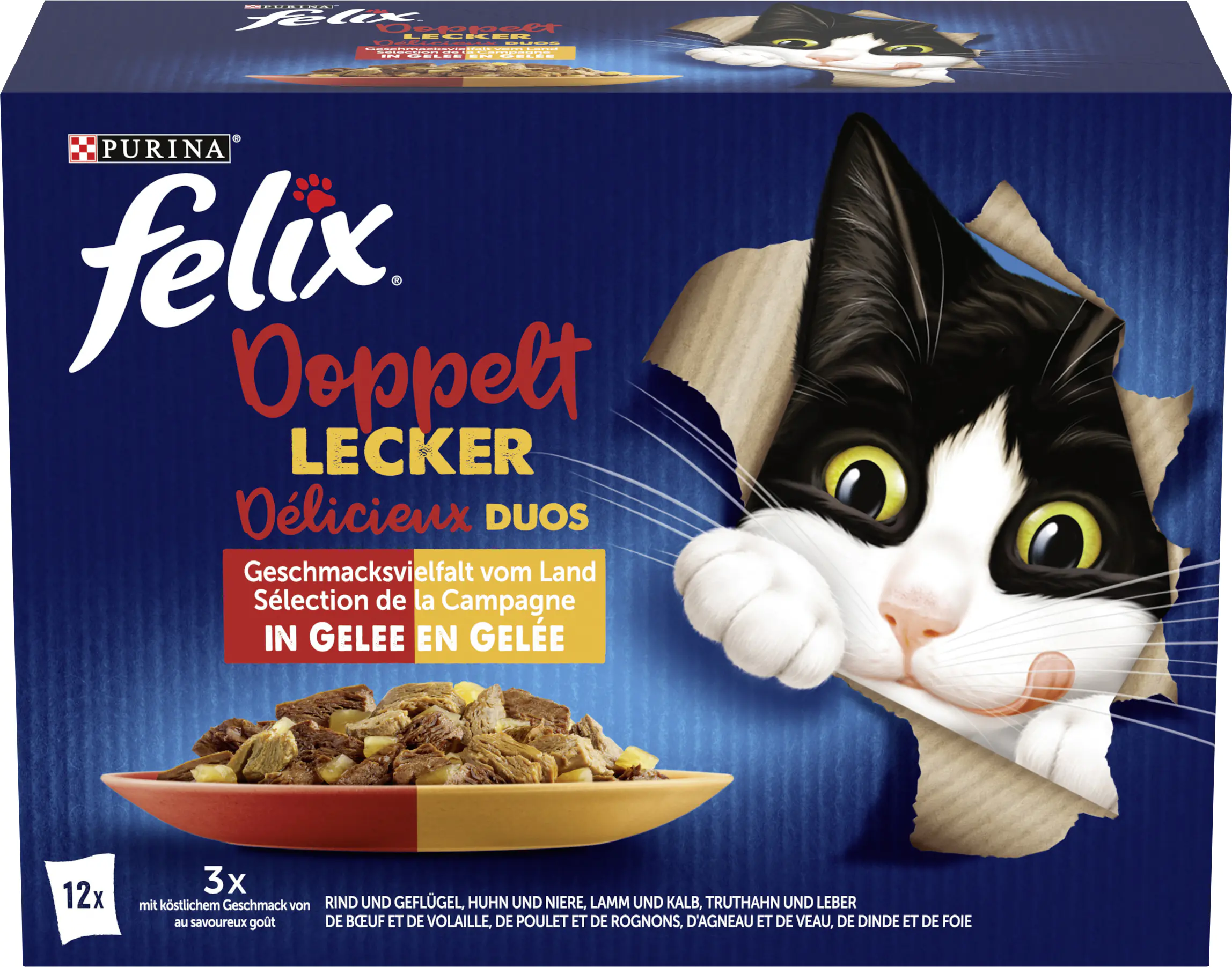 Felix Doppelt Lecker Geschmacksvielfalt vom Land Katzenfutter 12 x 85g Felix Doppelt Lecker Geschmacksvielfalt vom Land Katzenfutter 12 x 85g