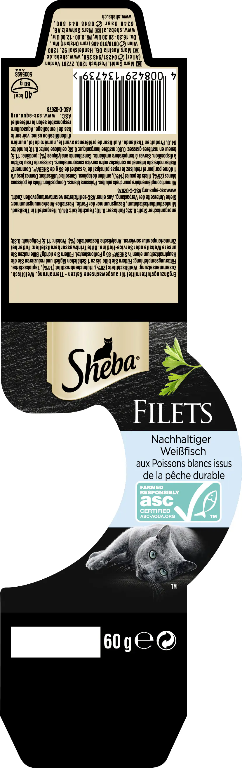 Sheba Filets Katzennassfutter Adult 60 g Weißfisch