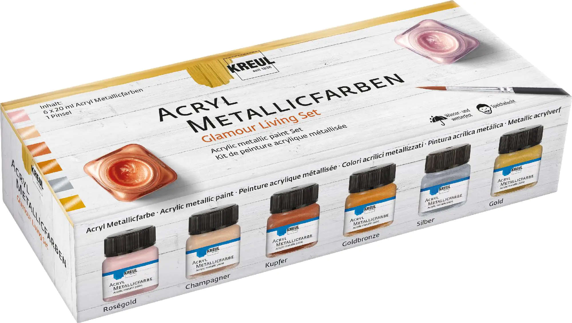 Kreul Acryl Metallicfarben Set Glamour Living 6 x 20 ml