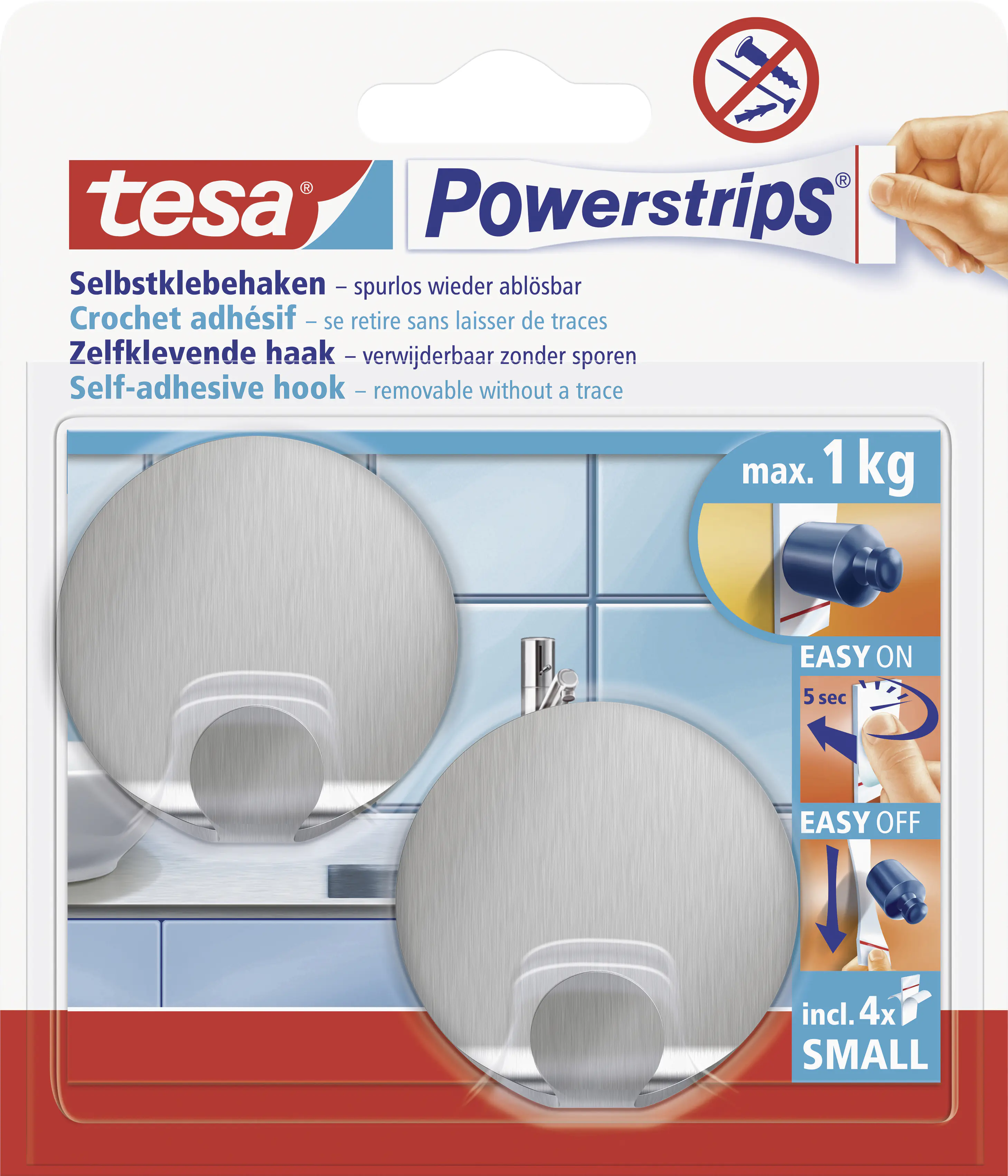 tesa Powerstrips Haken Small rund, weiß