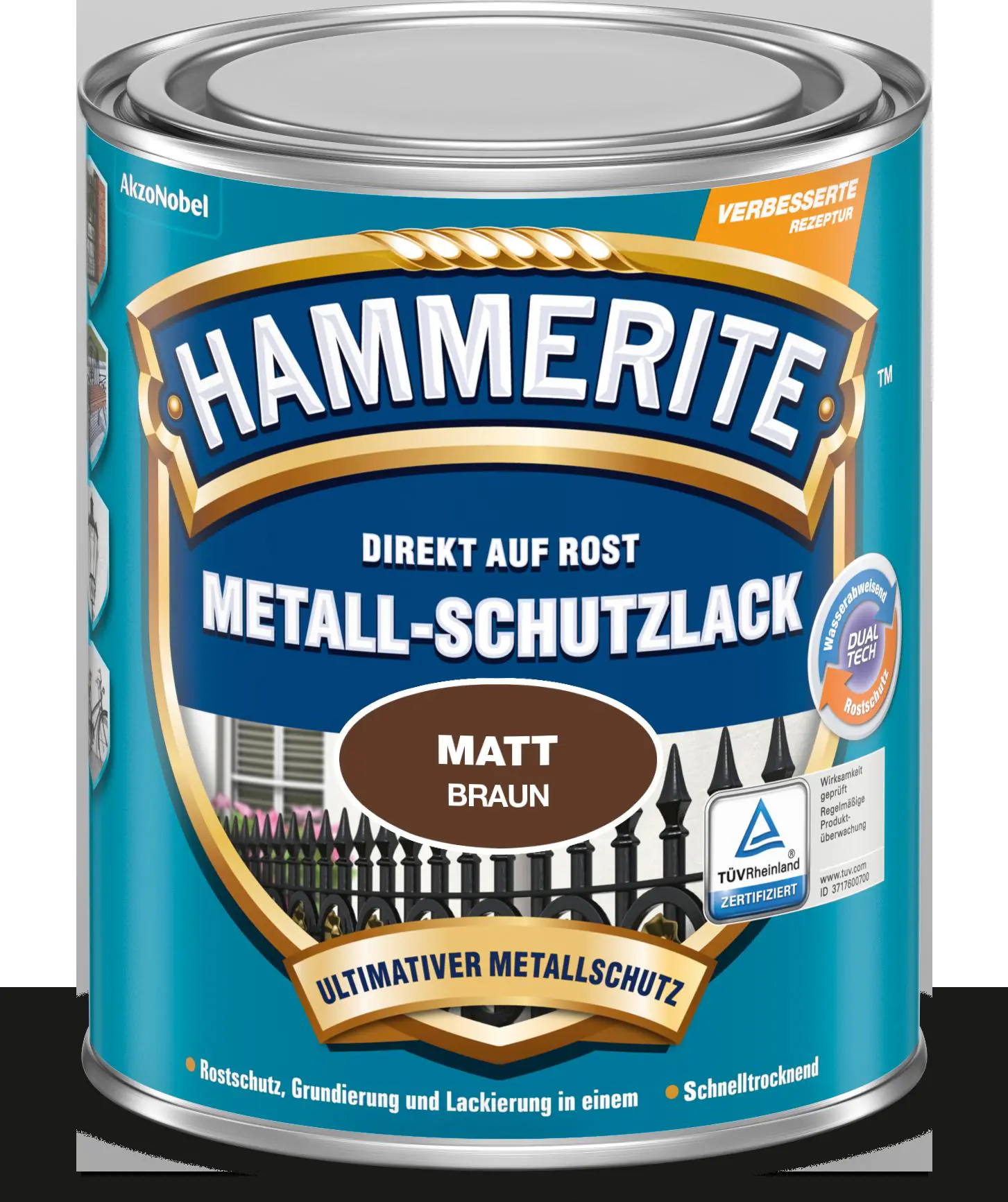Hammerite Metall-Schutzlack 250 ml braun matt 