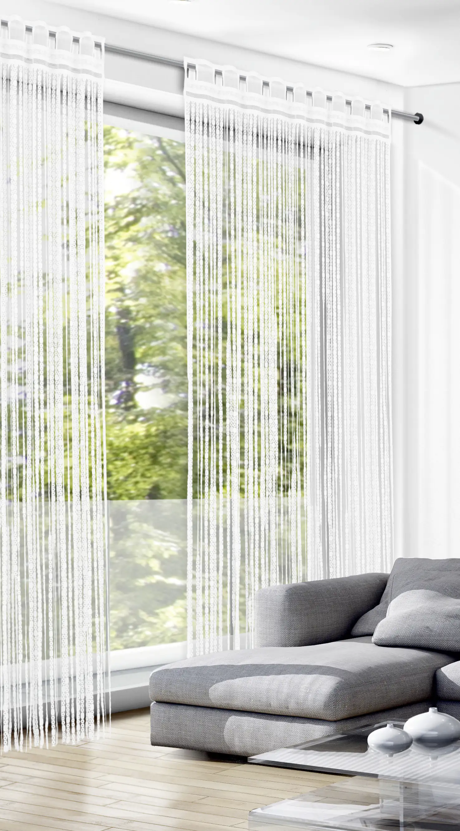 4016546064129 Neusser Collection Fadengardine Sarah Jaquard, weiß 95 x 245 cm