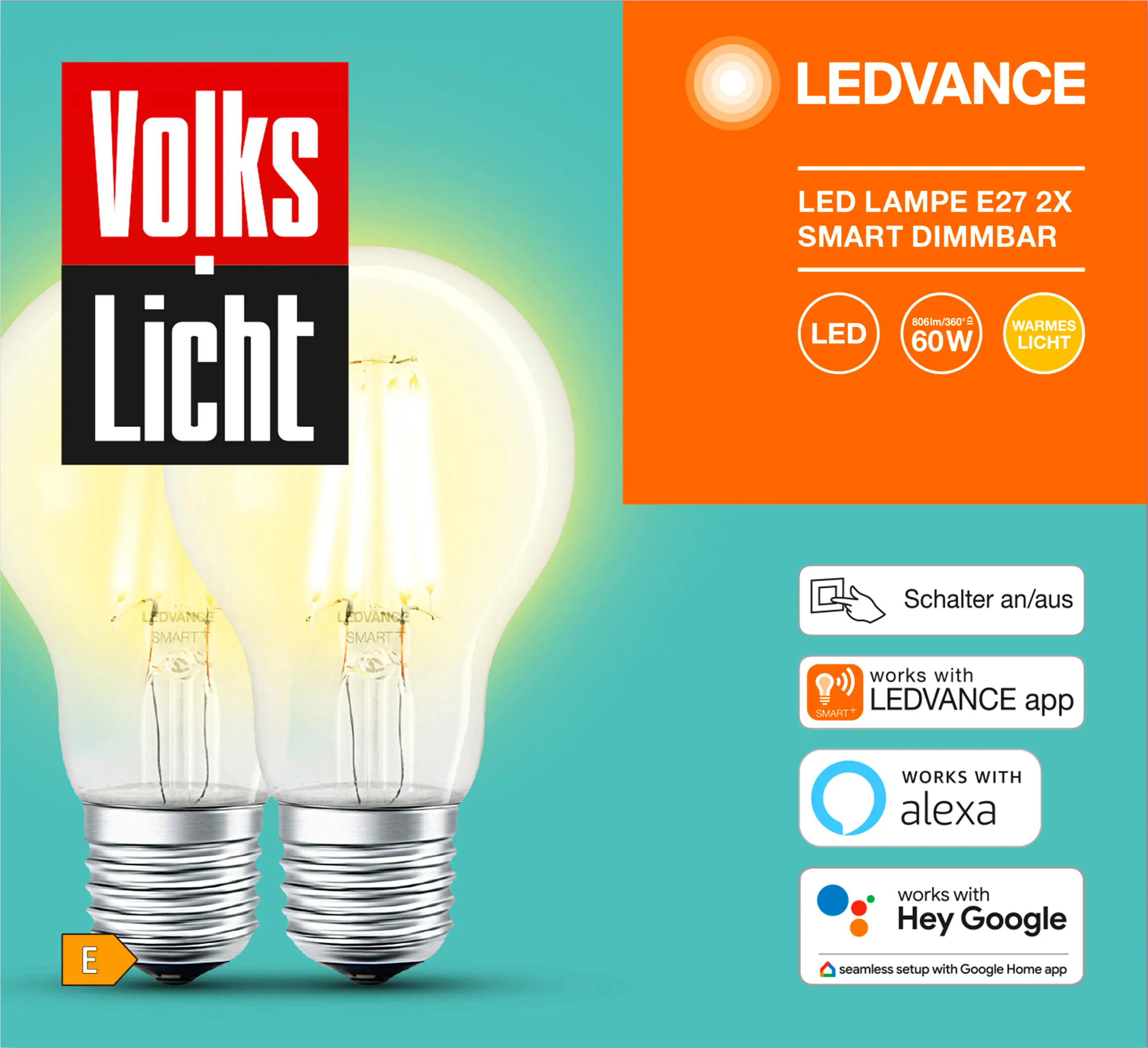 Ledvance Smart+ LED Leuchtmittel E27 Filament 6 W