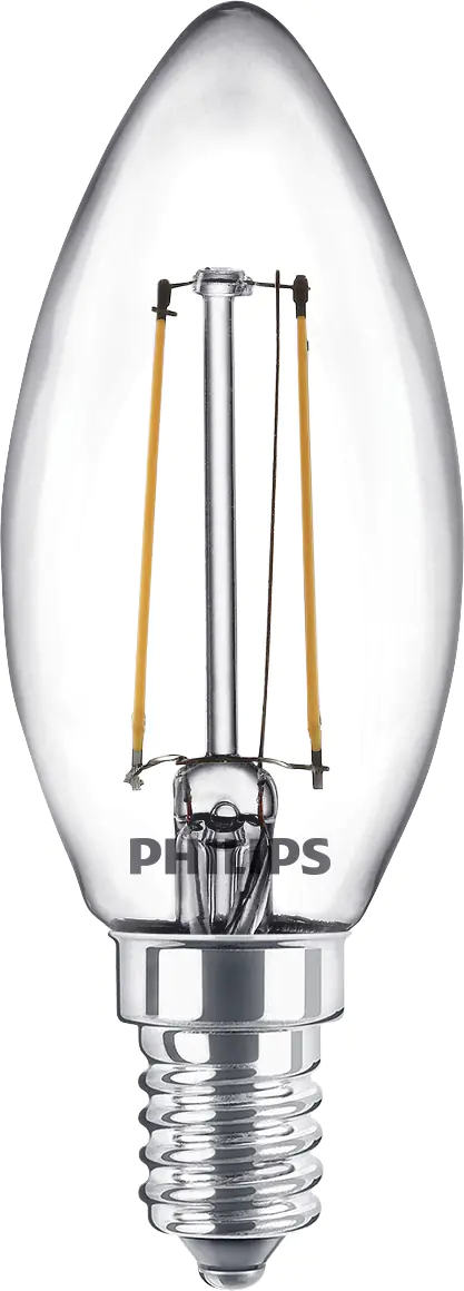 Philips LED-Leuchtmittel Filament Kerzenform B35 E14 2W warmweiß 2er Pack