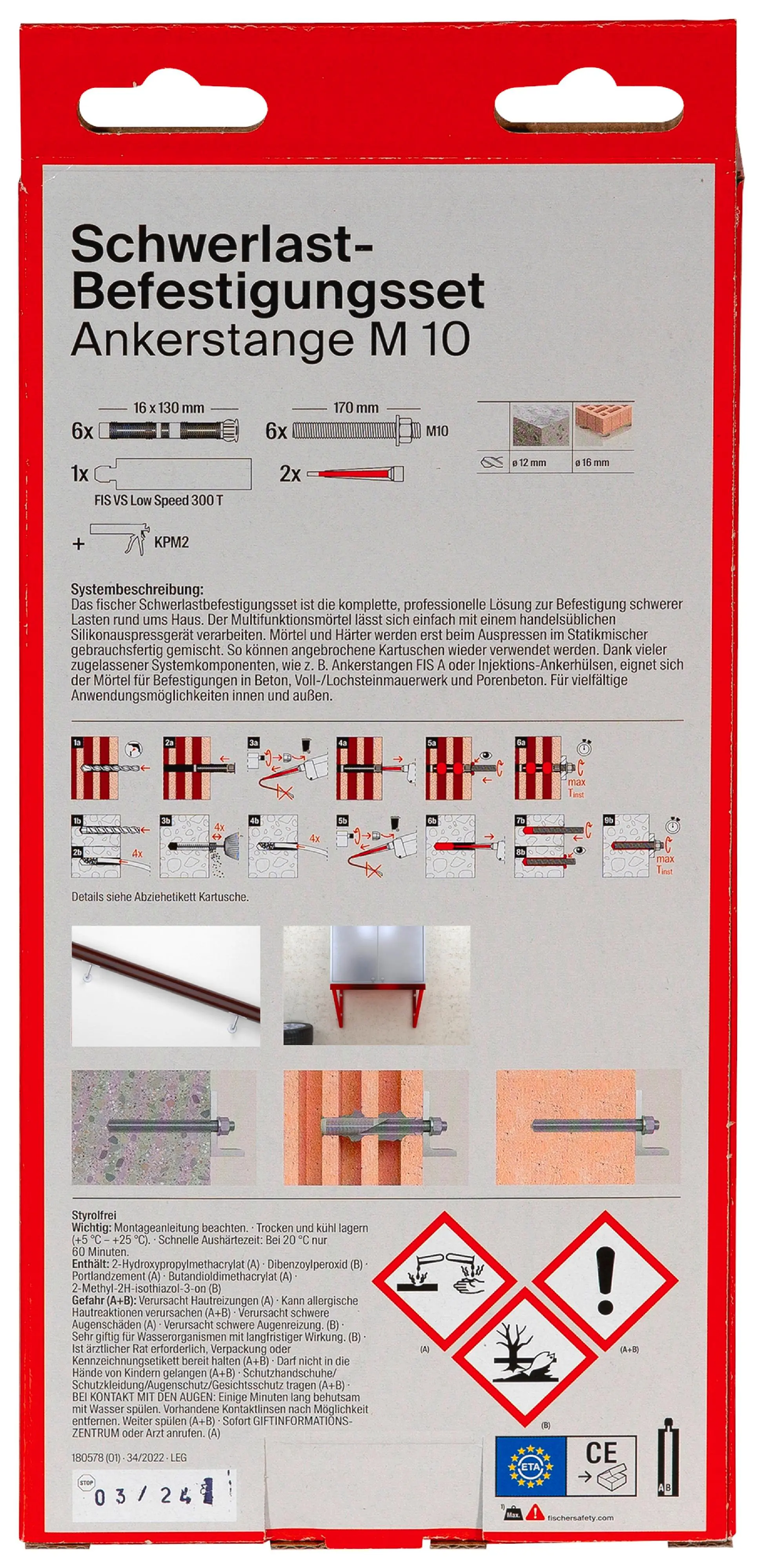 Fischer Schwerlastbefestigung-Set M10 x 170 mm Fischer Schwerlastbefestigung-Set M10 x 170 mm