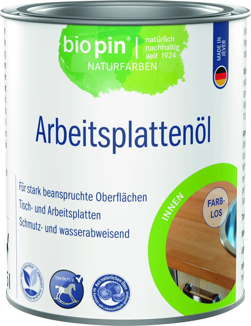 Biopin Naturfarben Arbeitsplattenhartöl 500 ml farblos