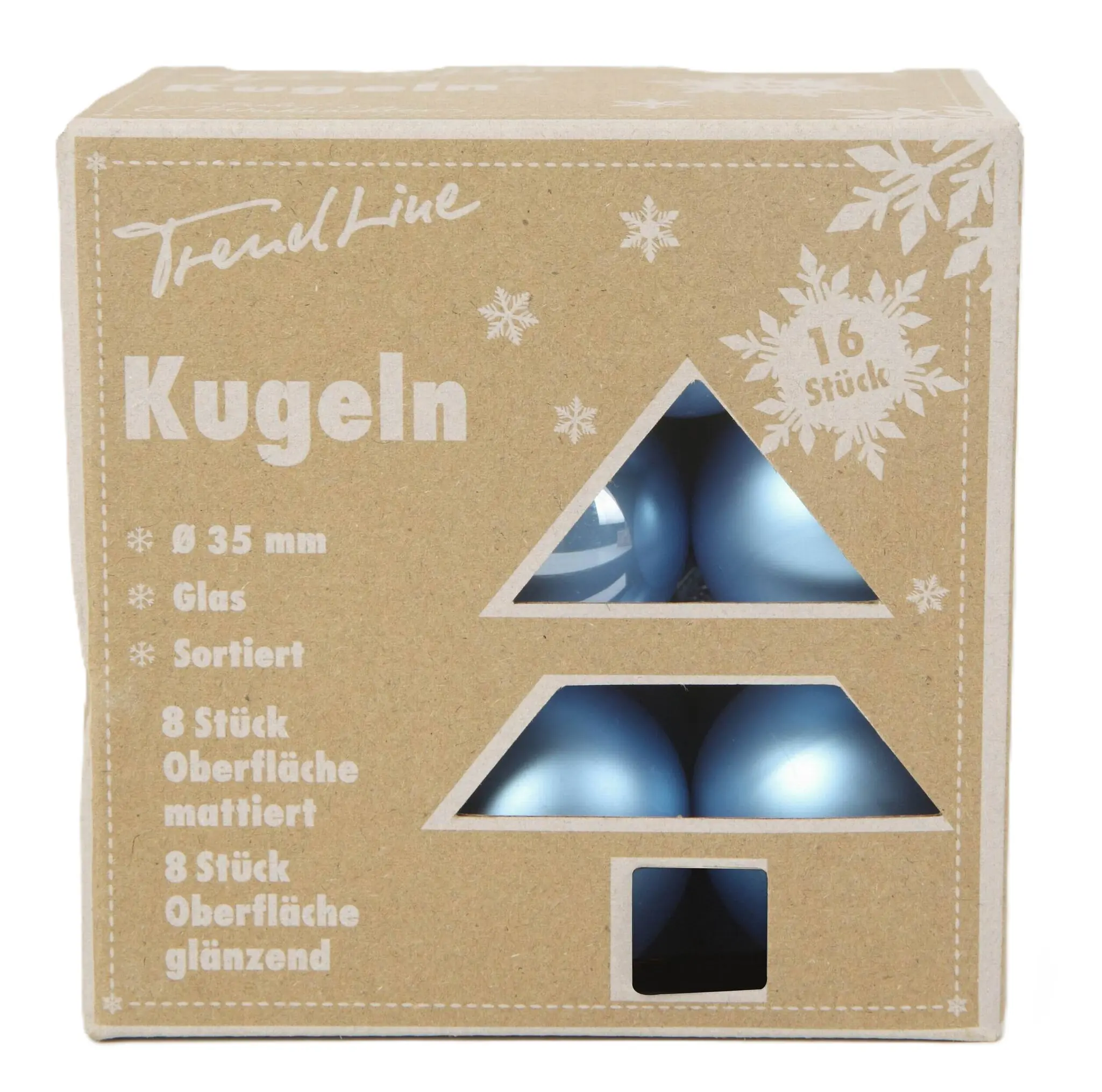 TrendLine Weihnachtskugeln aus Glas Ø 3,5 cm sky blue 16 Stück