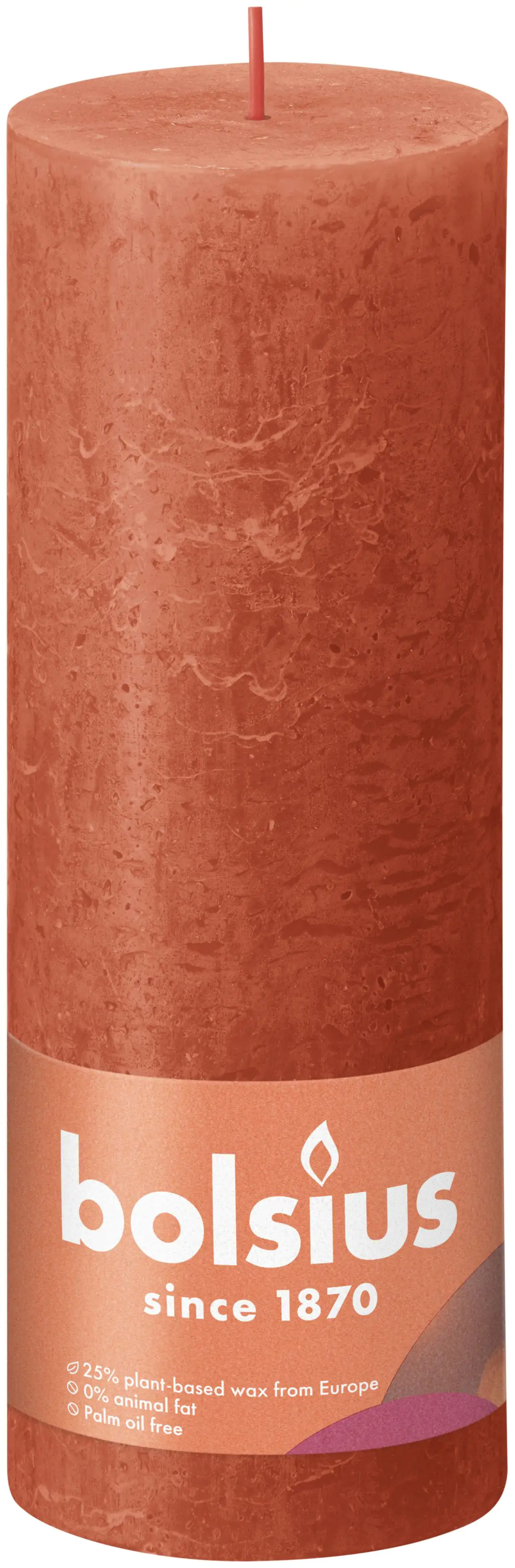 8717847146762 Bolsius Rustik Stumpenkerze herbstliches orange, Höhe: 19 cm, Ø 6,8 cm