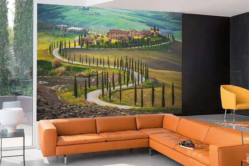 papermoon Vlies- Fototapete Digitaldruck 350 x 260 cm Fields in Tuscany