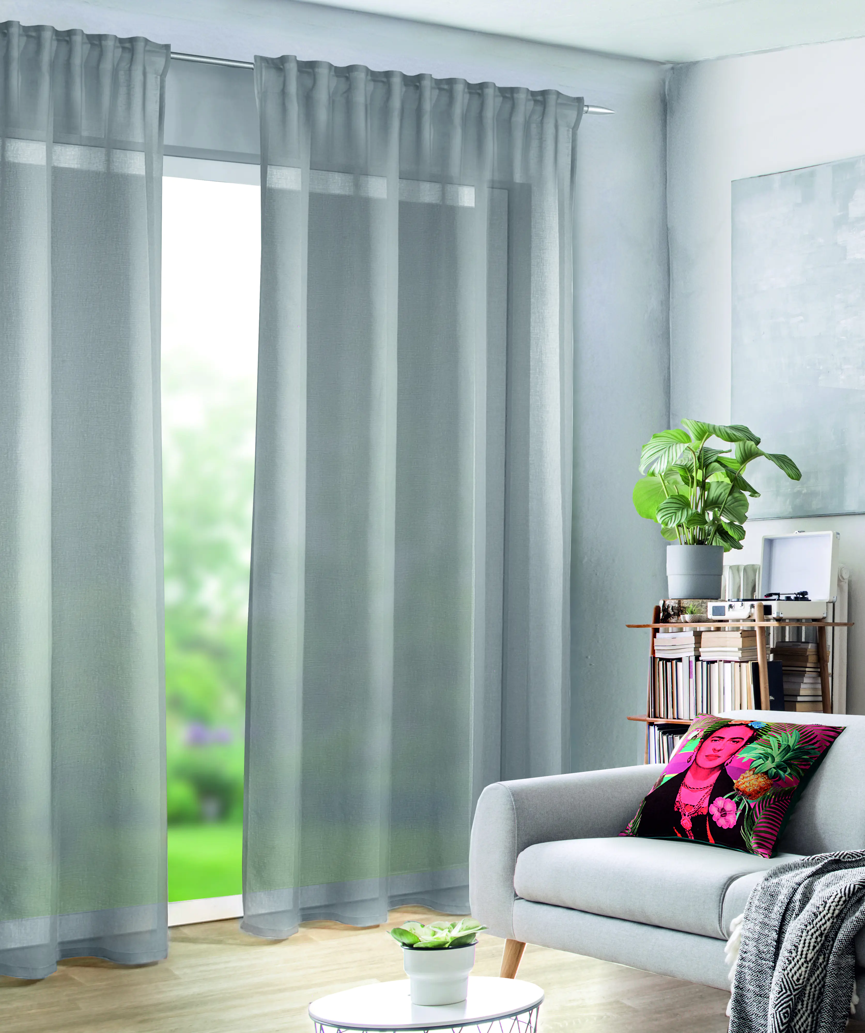 Sehlbach Gardine Schal Grasleinen silbergrau 245 x 135 cm