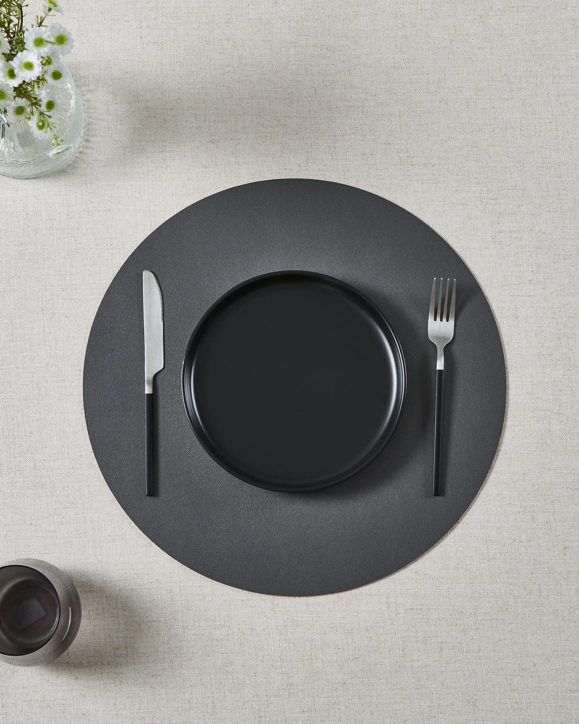 Vinanivao Tischset Ø38 cm silber/anthrazit