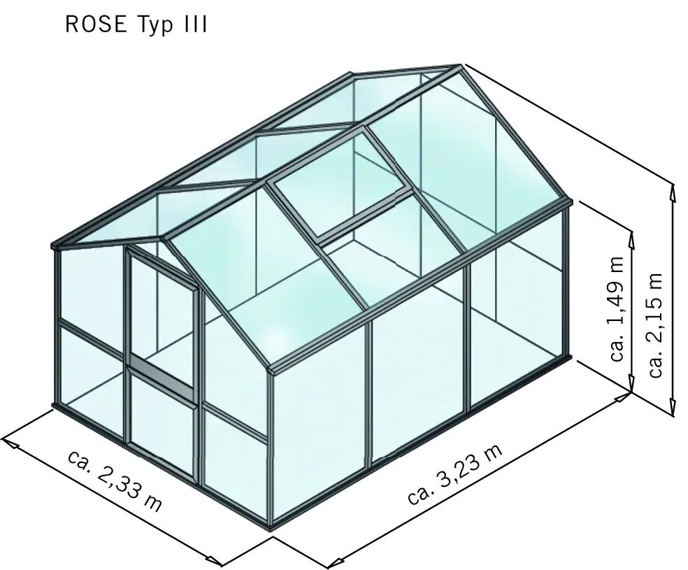 KGT Gewächshaus Rose III 3,23 x 2,33 x 2,15 m, anthrazit-grau KGT Gewächshaus Rose III 3,23 x 2,33 x 2,15 m, anthrazit-grau