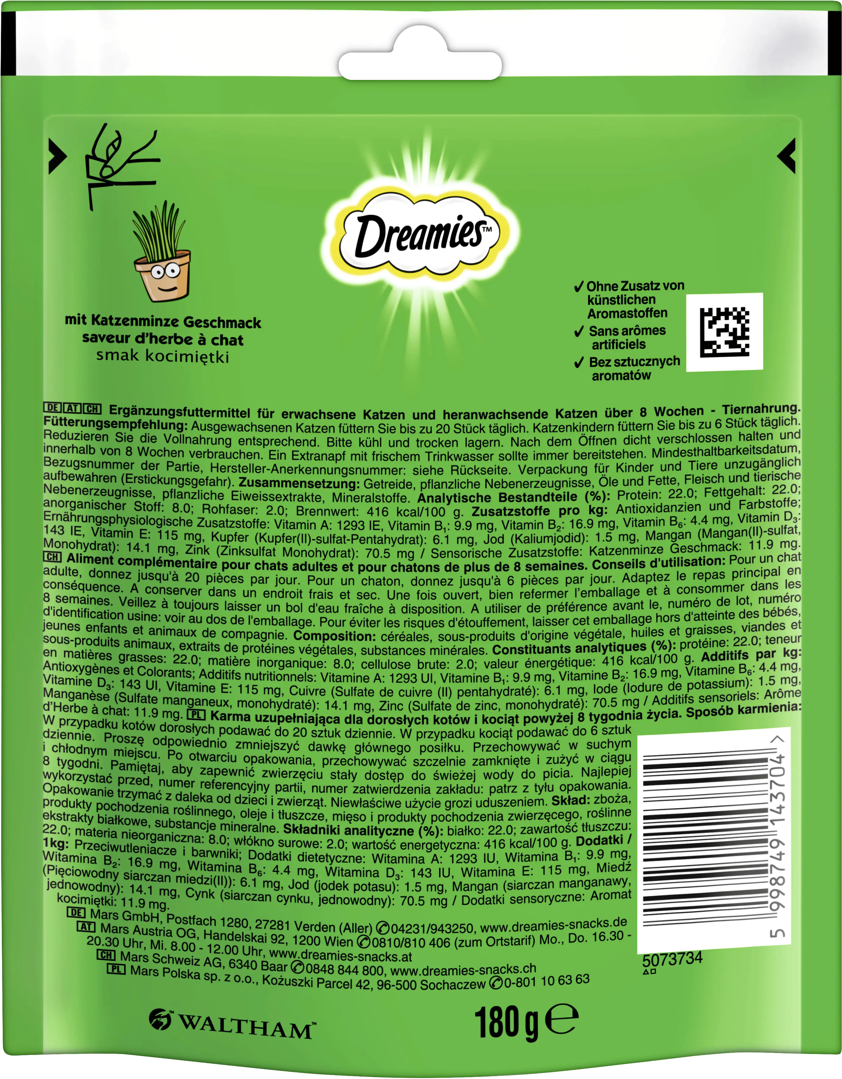 Dreamies Snacks mit Katzenminze Katzensnack 180 g