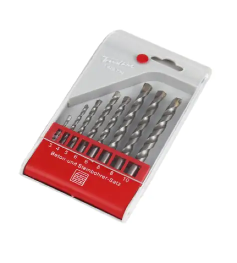 TrendLine Bohrer-Set  für Beton & Stein 8-teilig Rundschaft