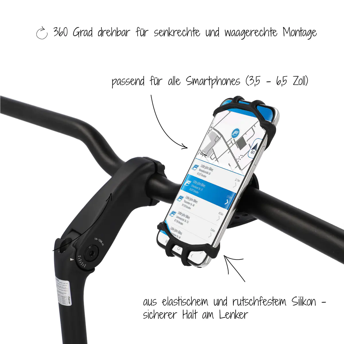 Fischer Smartphonehalter für Fahrrad Silikon 360° L/XL Fischer Smartphonehalter für Fahrrad Silikon 360° L/XL