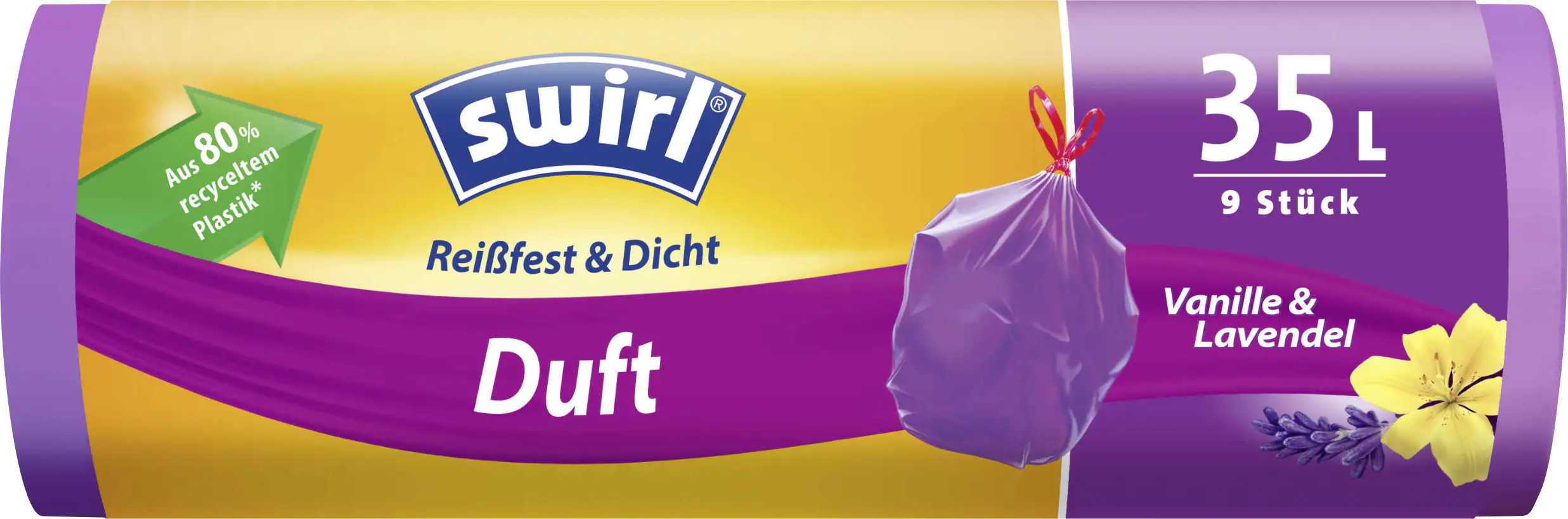 Swirl® Duft-Müllbeutel Vanille-Lavendel 35 L Reißfest & Dicht