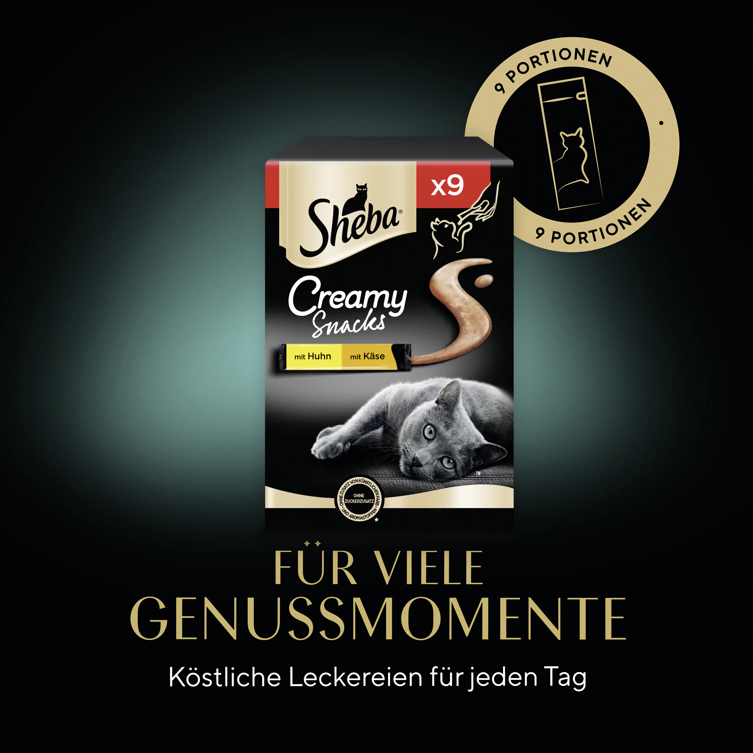 Sheba  Creamy Snacks Huhn & Käse Katzensnack 9 x 12g