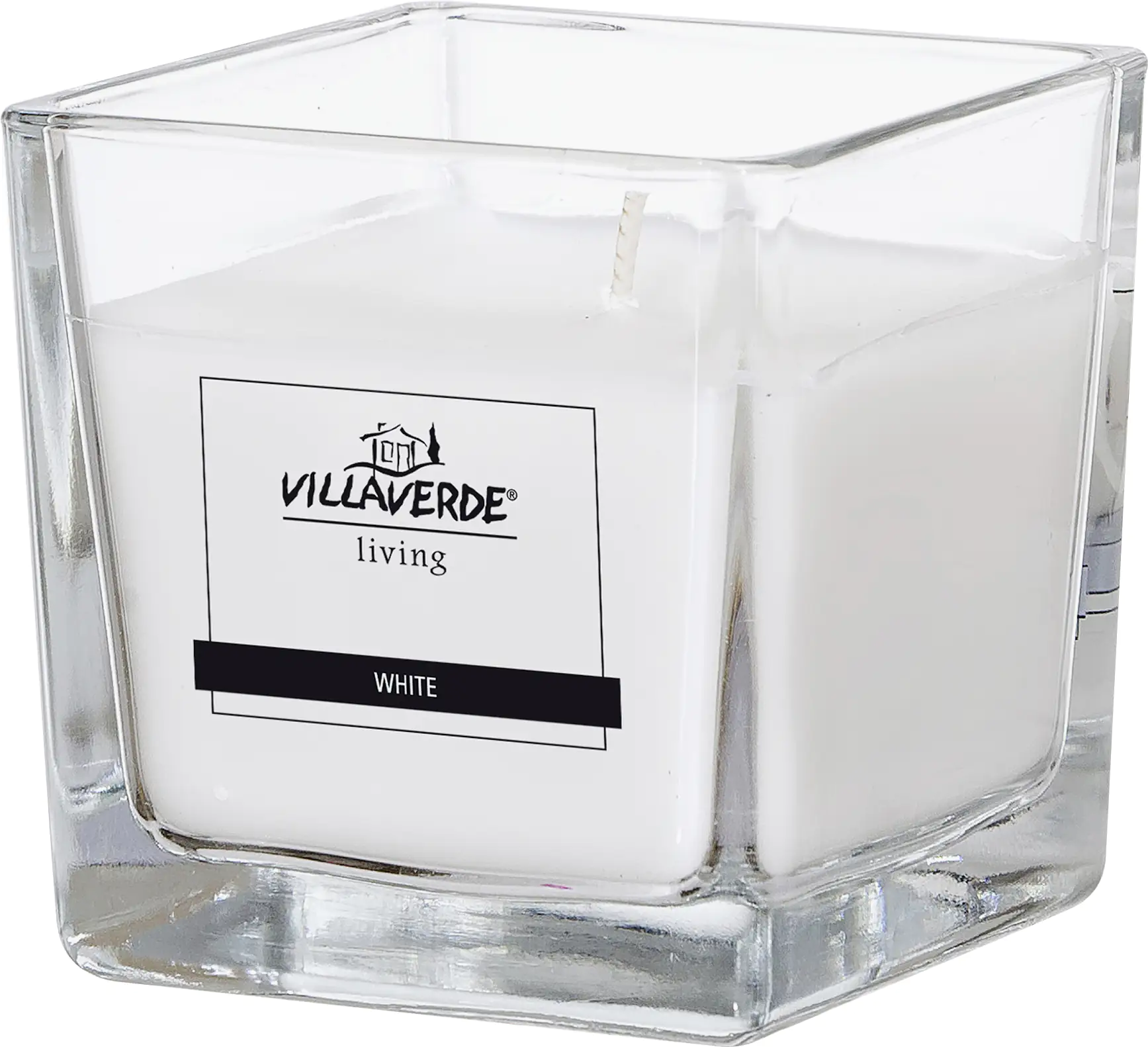 4019916501965 Villa Verde Duftkerze im Glas klar eckig White, 8 x 8 x 8 cm