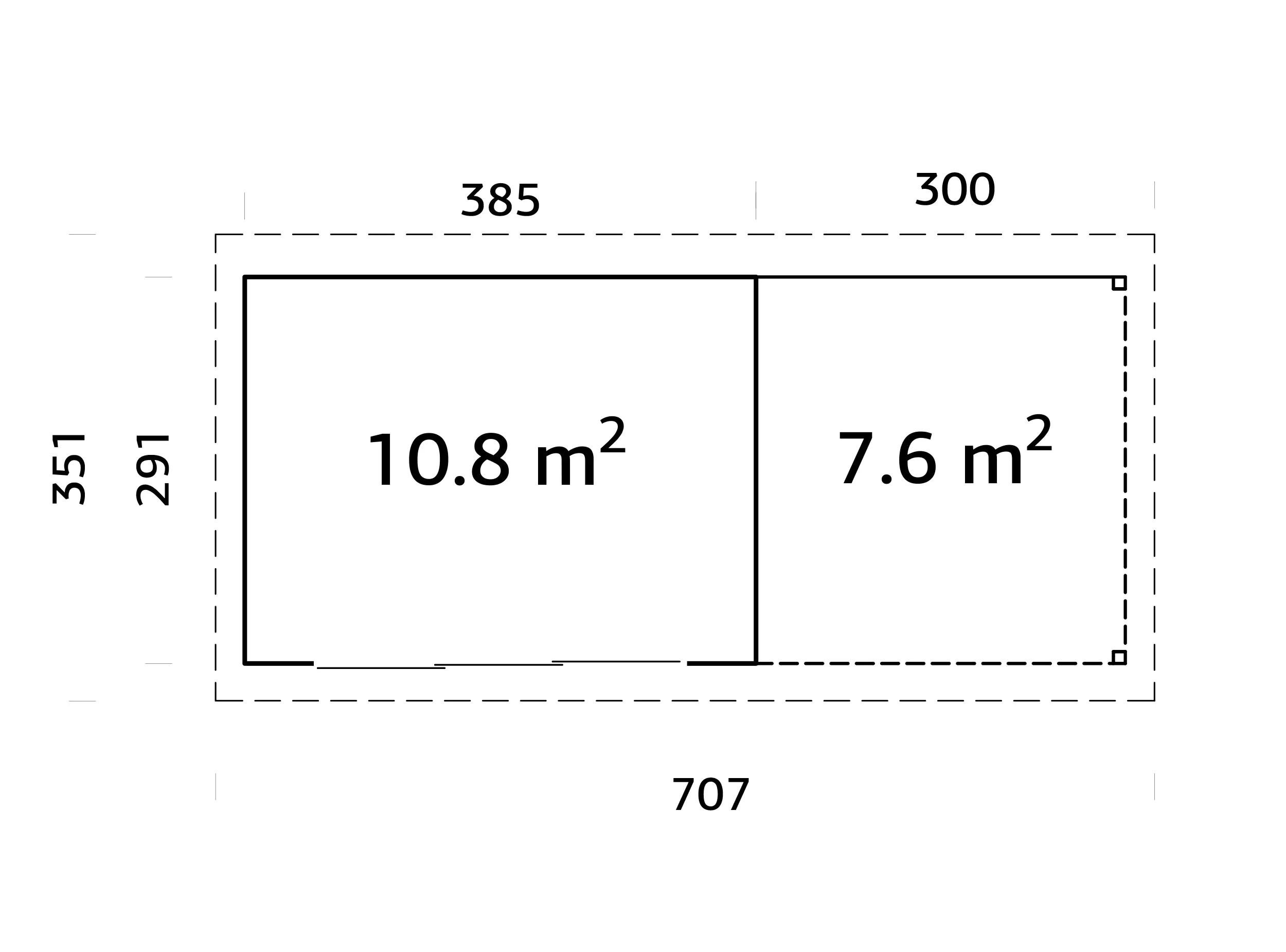 Palmako Gartenhaus Lydia 663 x 291 cm mit Schiebetüren naturbelassen