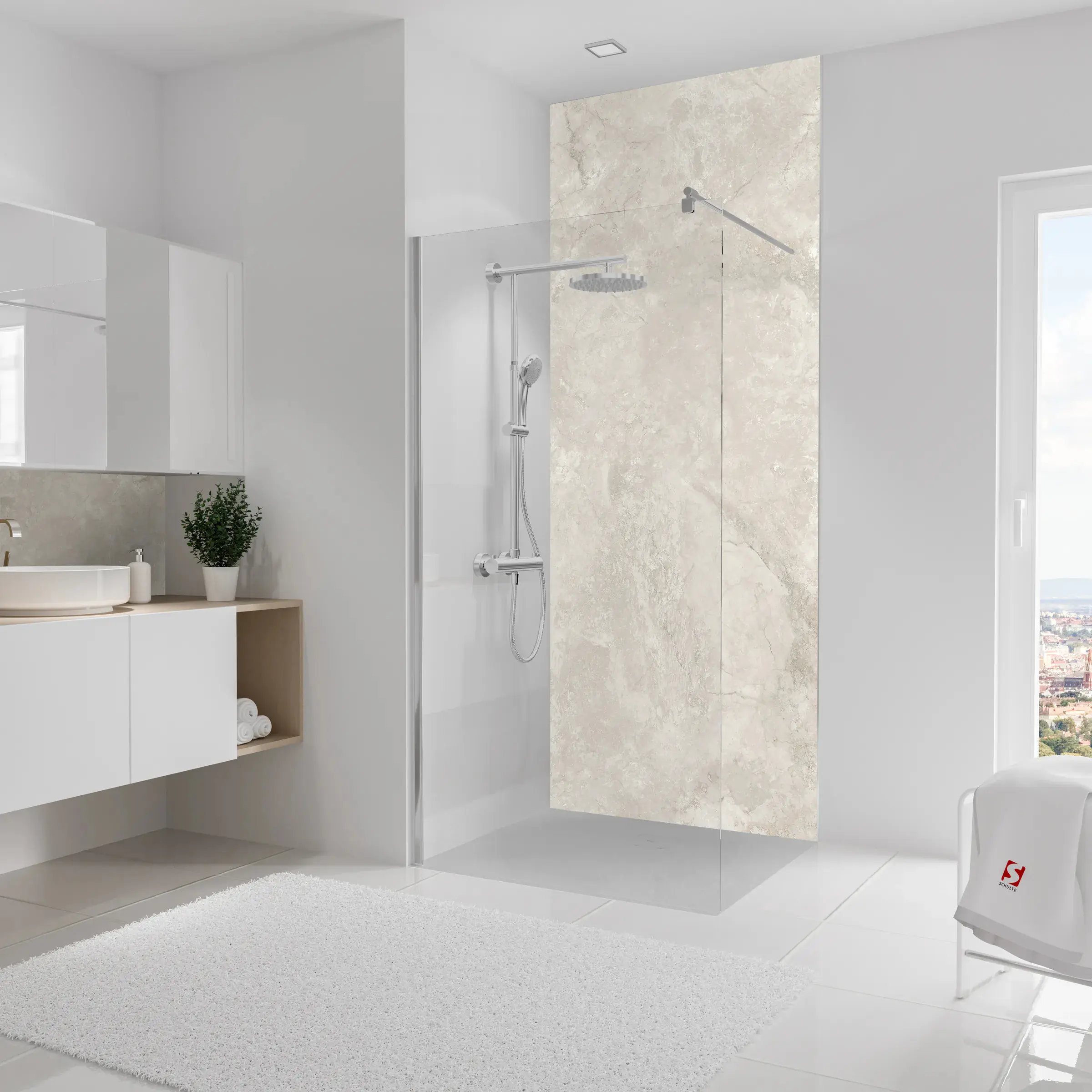 Schulte Duschrückwand Softtouch Marmor Jura-Greige 100 x 255 cm