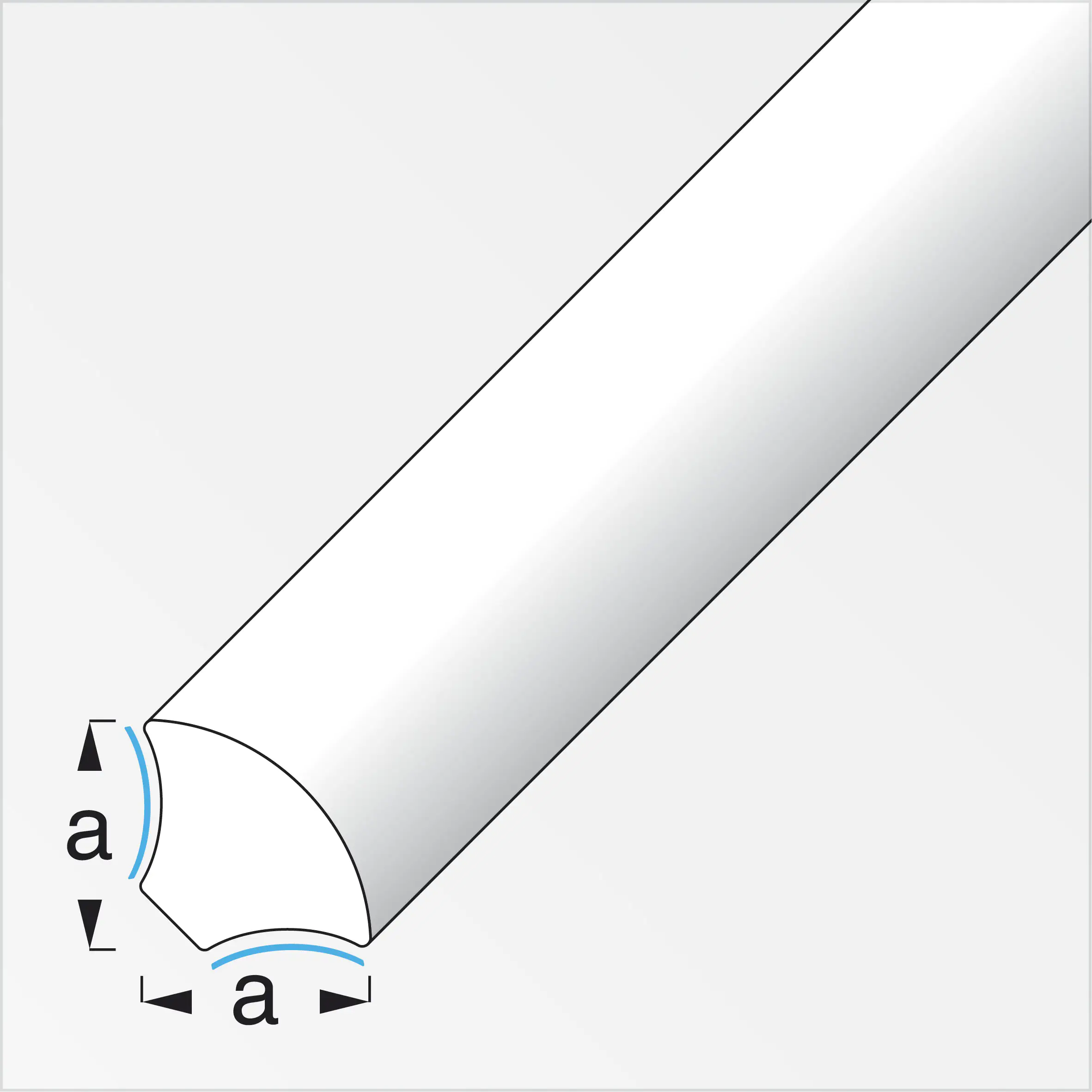alfer Viertelkreis-Eckleiste 2.5 m, 14 mm PVC (Kunststoff) glatt weiss