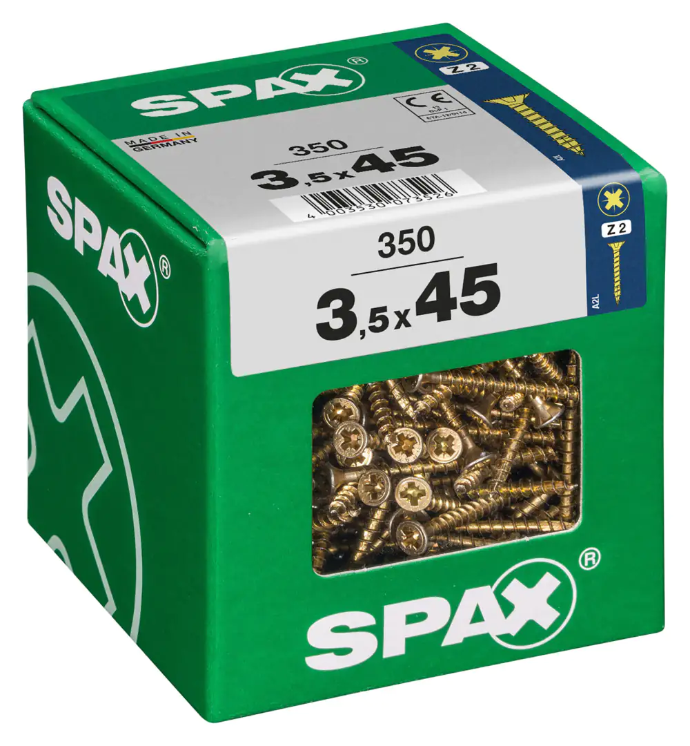 Spax Universalschrauben 3.5 x 45 mm PZ 2 - 350 Stk. Spax Universalschrauben 3.5 x 45 mm PZ 2 - 350 Stk.