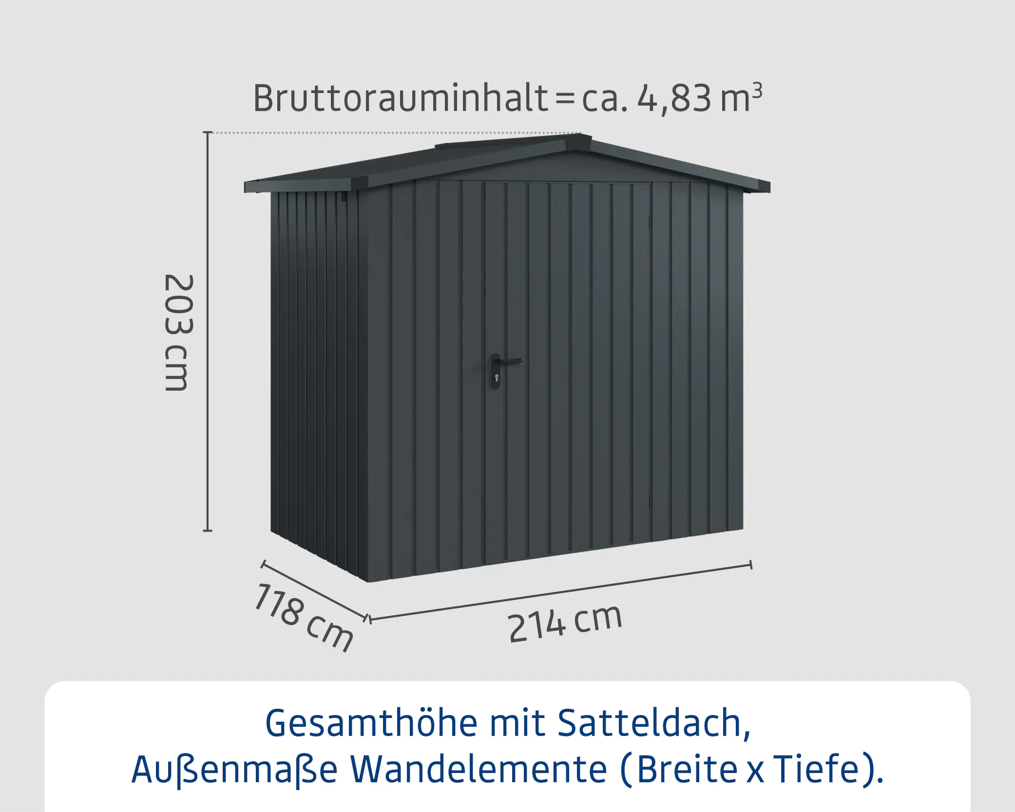 EcoStar Metallgerätehaus Euroline ESD3 anthrazit 214 x 118 cm 1-flg. EcoStar Metallgerätehaus Euroline ESD3 anthrazit 214 x 118 cm 1-flg.