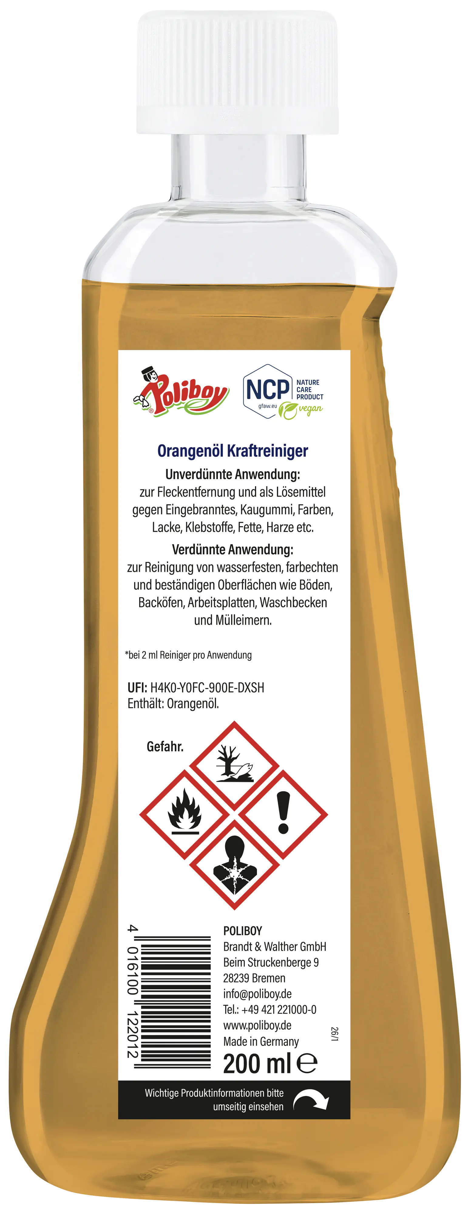 Poliboy Orangen Kraftreiniger Konzentrat 200 ml 
