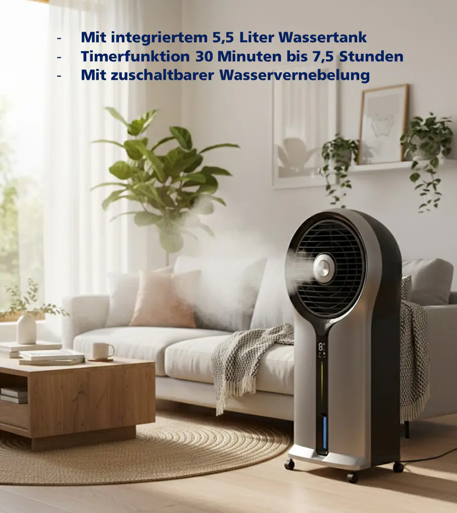 Primaster Luftkühler AirCooler mit Timerfunktion 5,5 L 110 W silber/schwarz