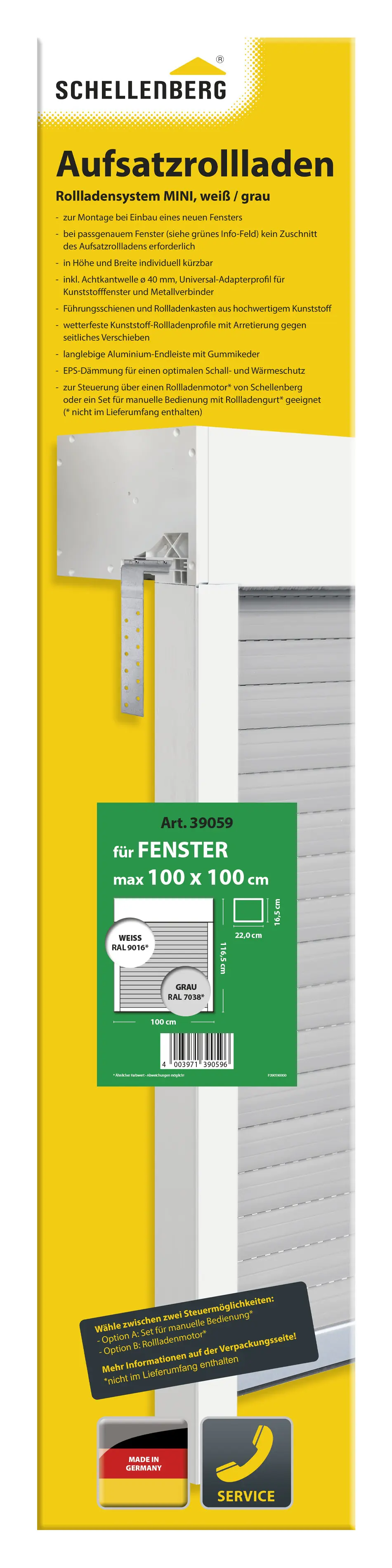Schellenberg Aufsatzrollladen-Set für Fenster, 100 x 100 cm, weiß/grau Schellenberg Aufsatzrollladen-Set für Fenster, 100 x 100 cm, weiß/grau