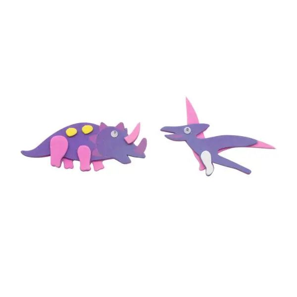 Glorex Moosgummi Sticker Dinosaurier selbstklebend , 12 Stück