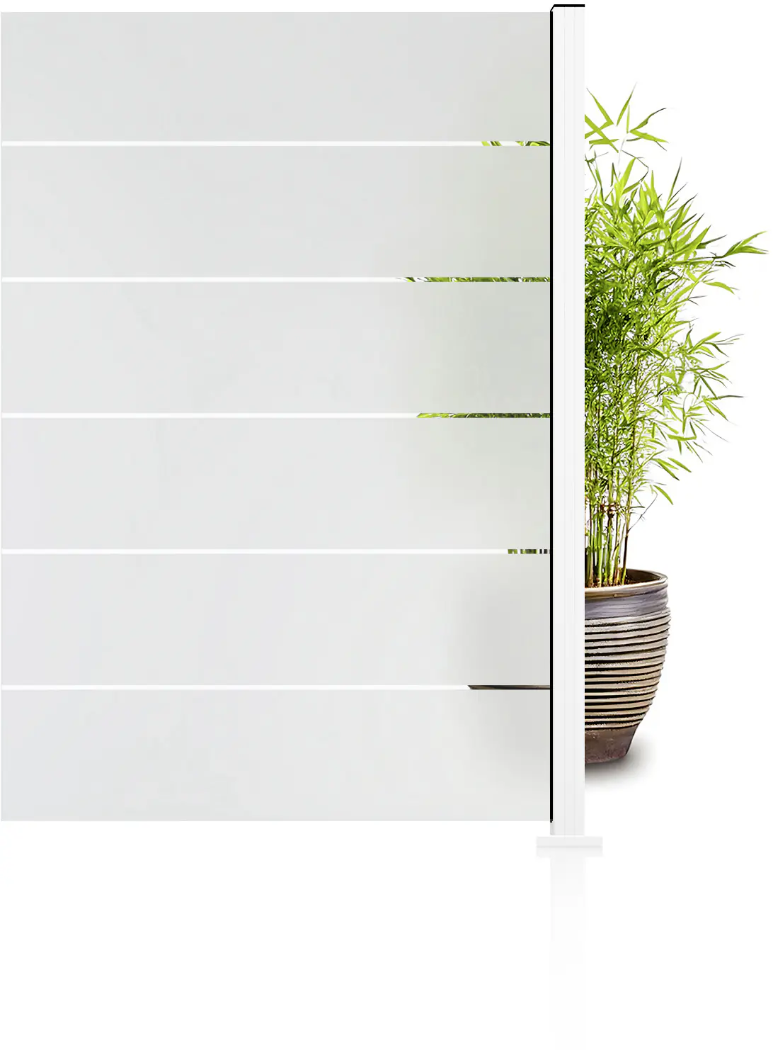 Ambiente Glaszaun Erweiterungsset Klarglas mit Siebdruck 187 x 124,2 cm weiß