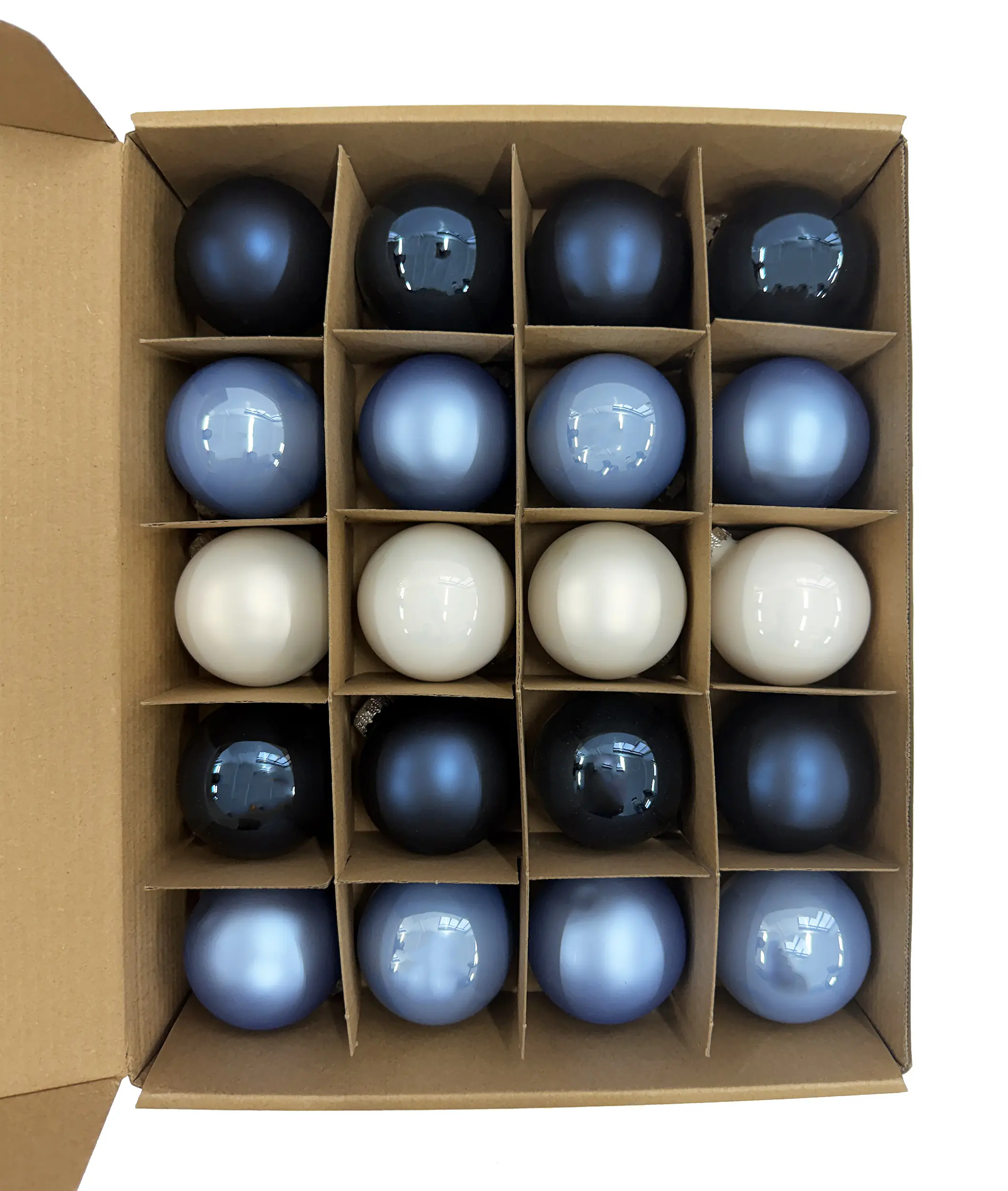 TrendLine Weihnachtskugeln aus Glas Ø 6 cm blau weiß 20 Stück