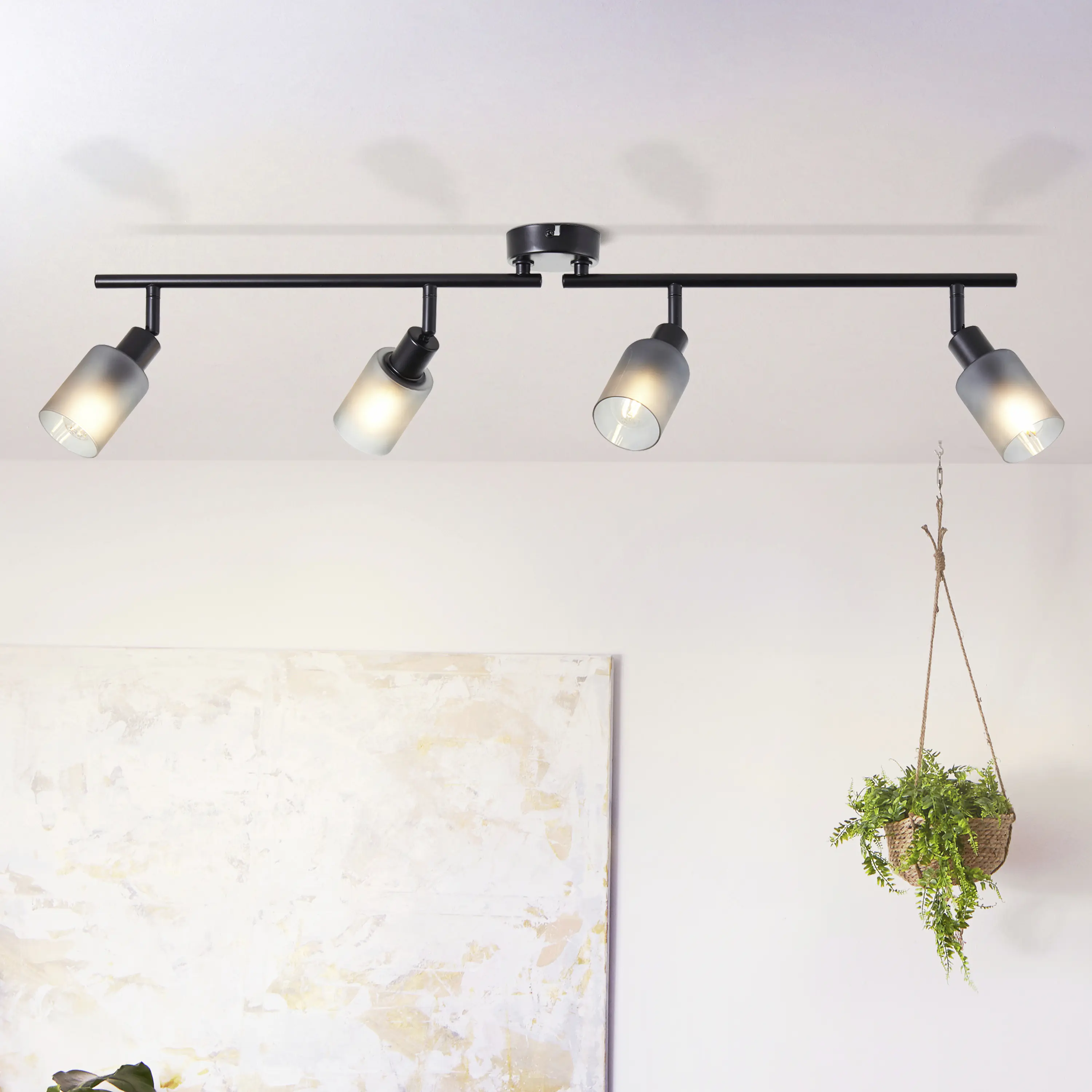 Brilliant Deckenstrahler Loralie 4er Spot Balken E14 schwarz rauchglas