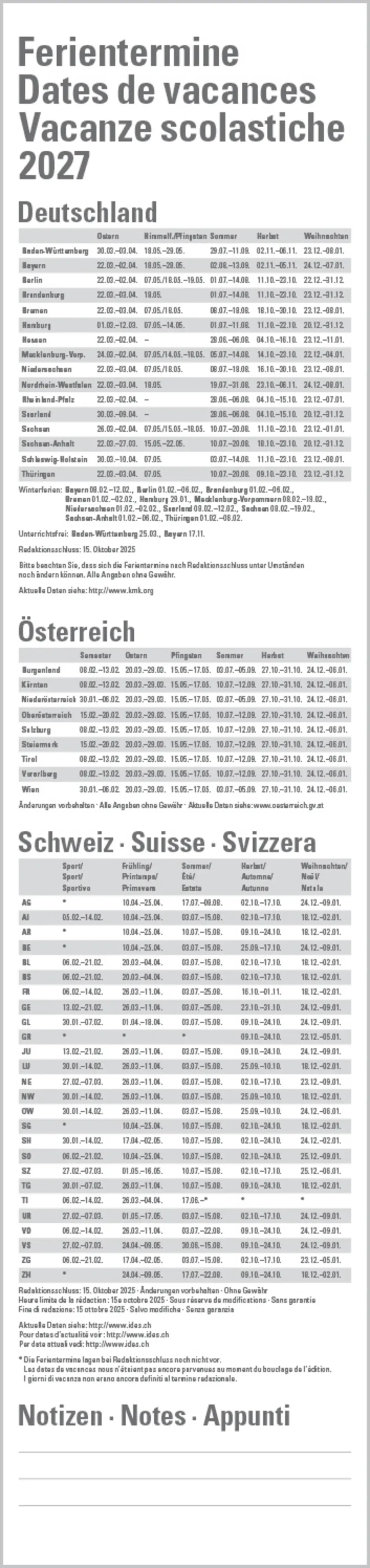 Korsch Kalender Streifenplaner Compact 2027 blau