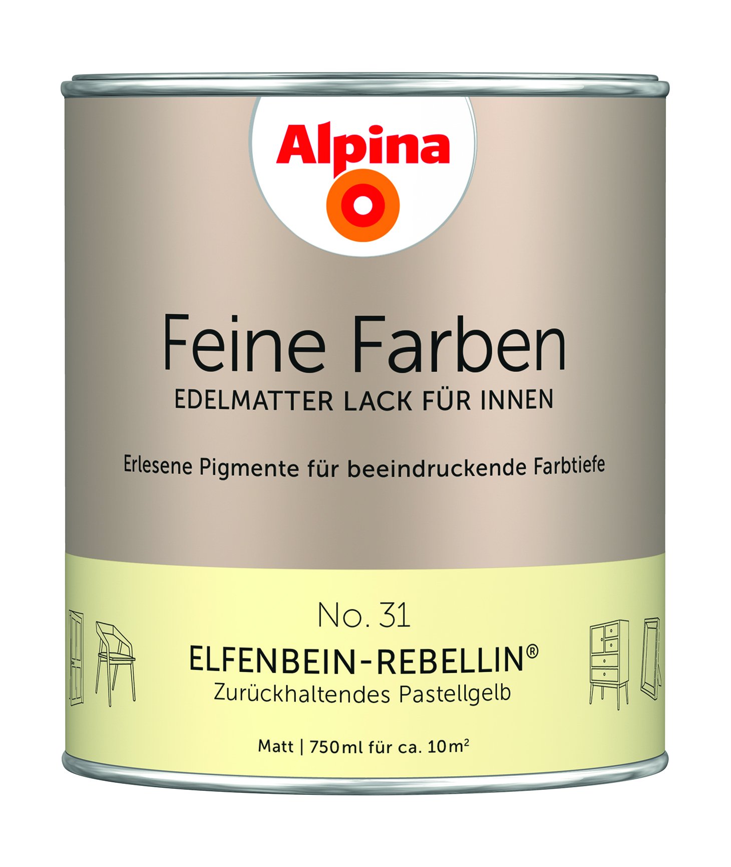 Alpina Feine Farben Lack No. 31 Elfenbein-Rebellin - pastellgelb 750 ml