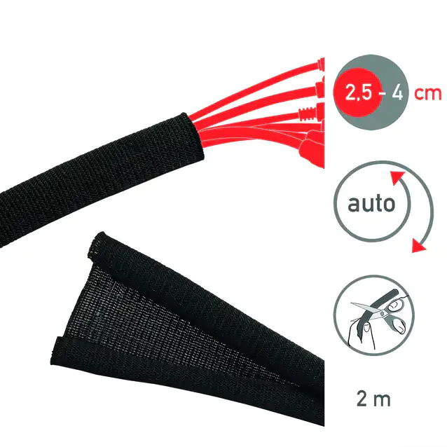 Schwaiger Kabelschlauch LTC Cable Tube Ø 25-40 mm, 2 m, schwarz