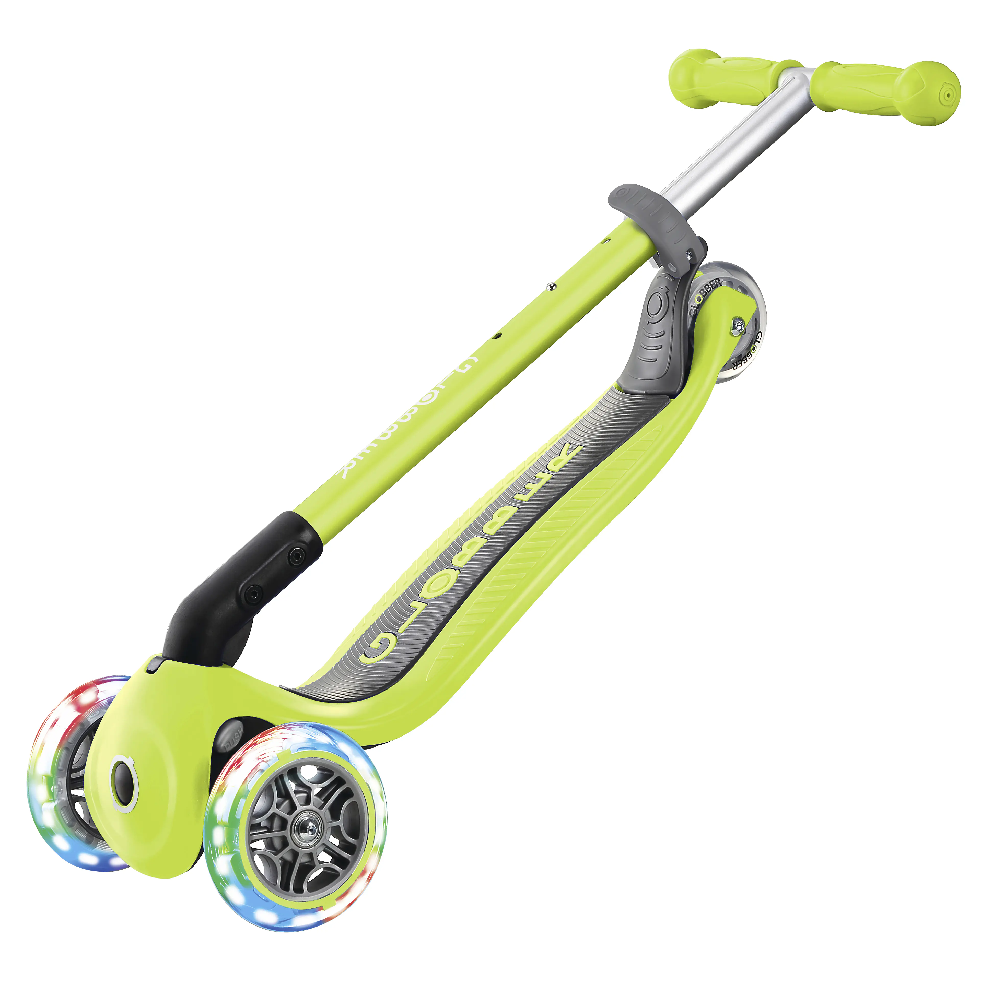 Globber Scooter Primo Foldable lime grün mit Leuchtrollen