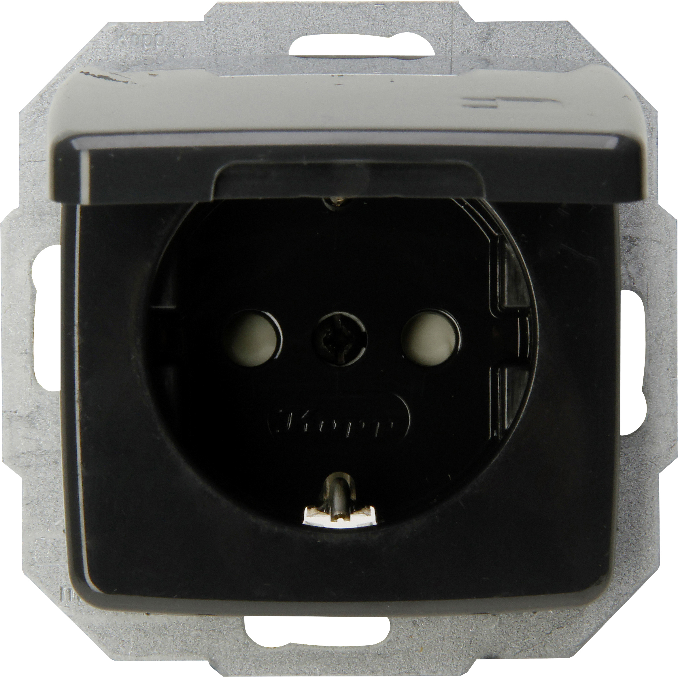 Kopp Schutzkontakt-Steckdose Rivo mit Klappdeckel anthrazit, 945215084