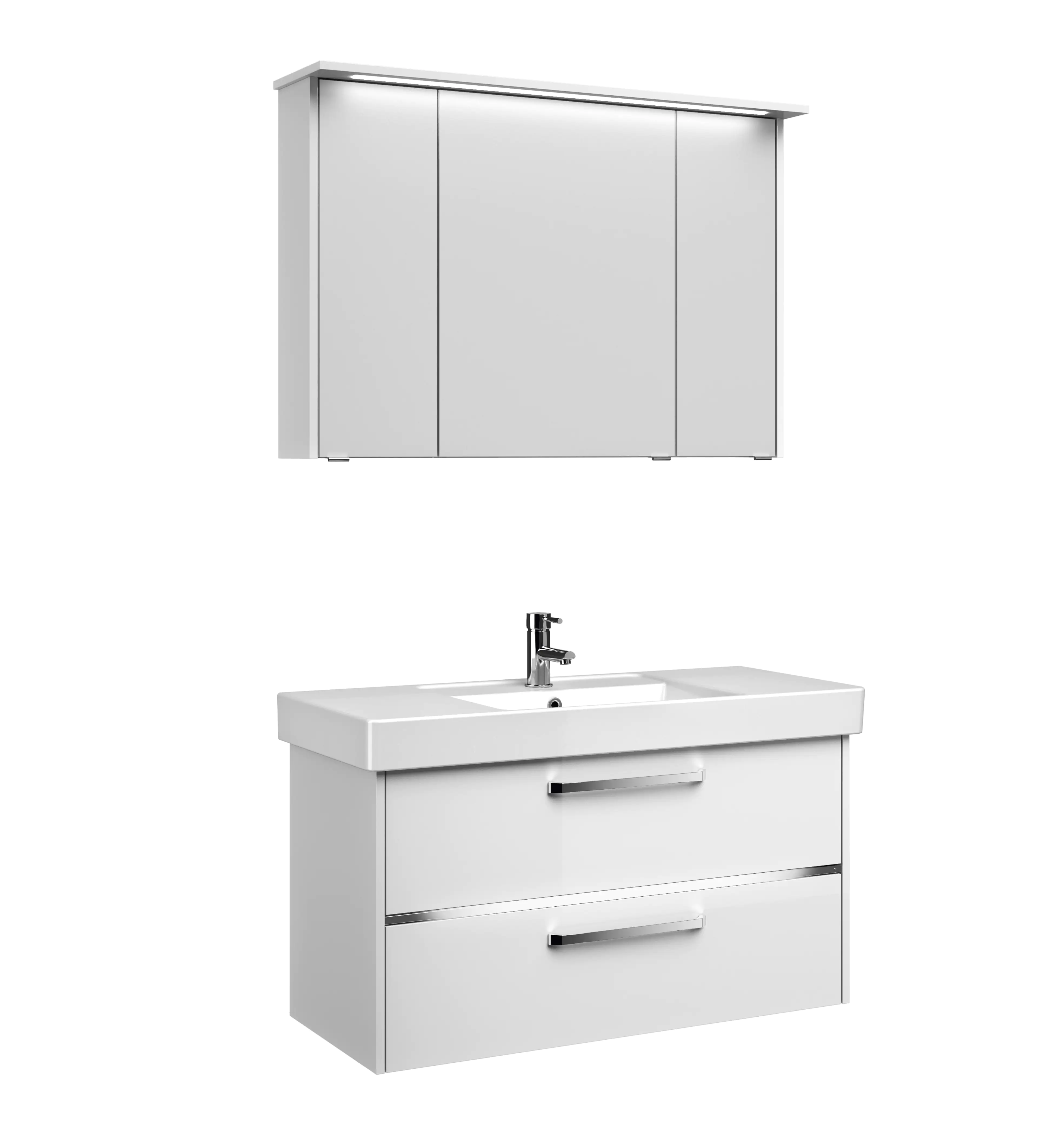 Primaster Badmöbel-Set Berlin weiß 105 cm Twin LED, Keramikwaschtisch