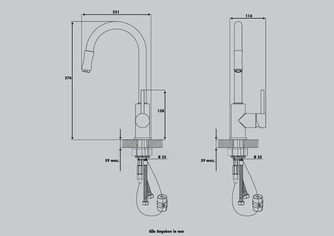 Primaster Küchenarmatur Hannover verchromt mit Handbrause