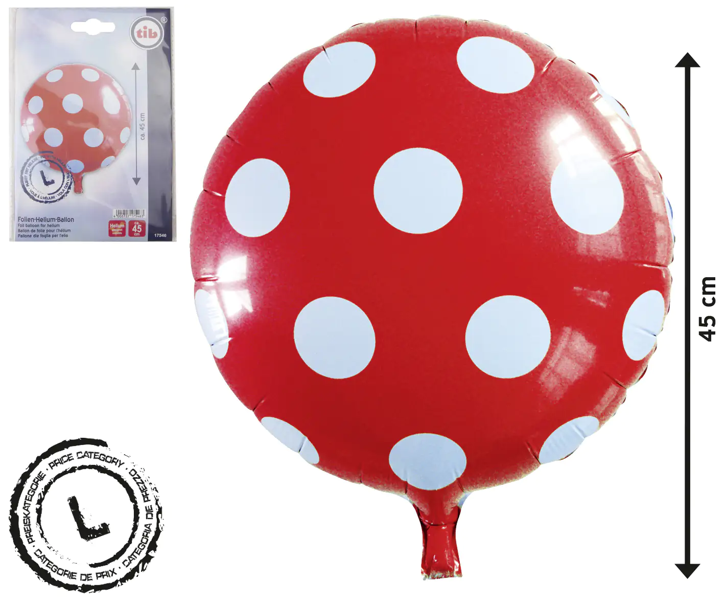 TIB Heyne Folienballon Punkte rot 1 Stück