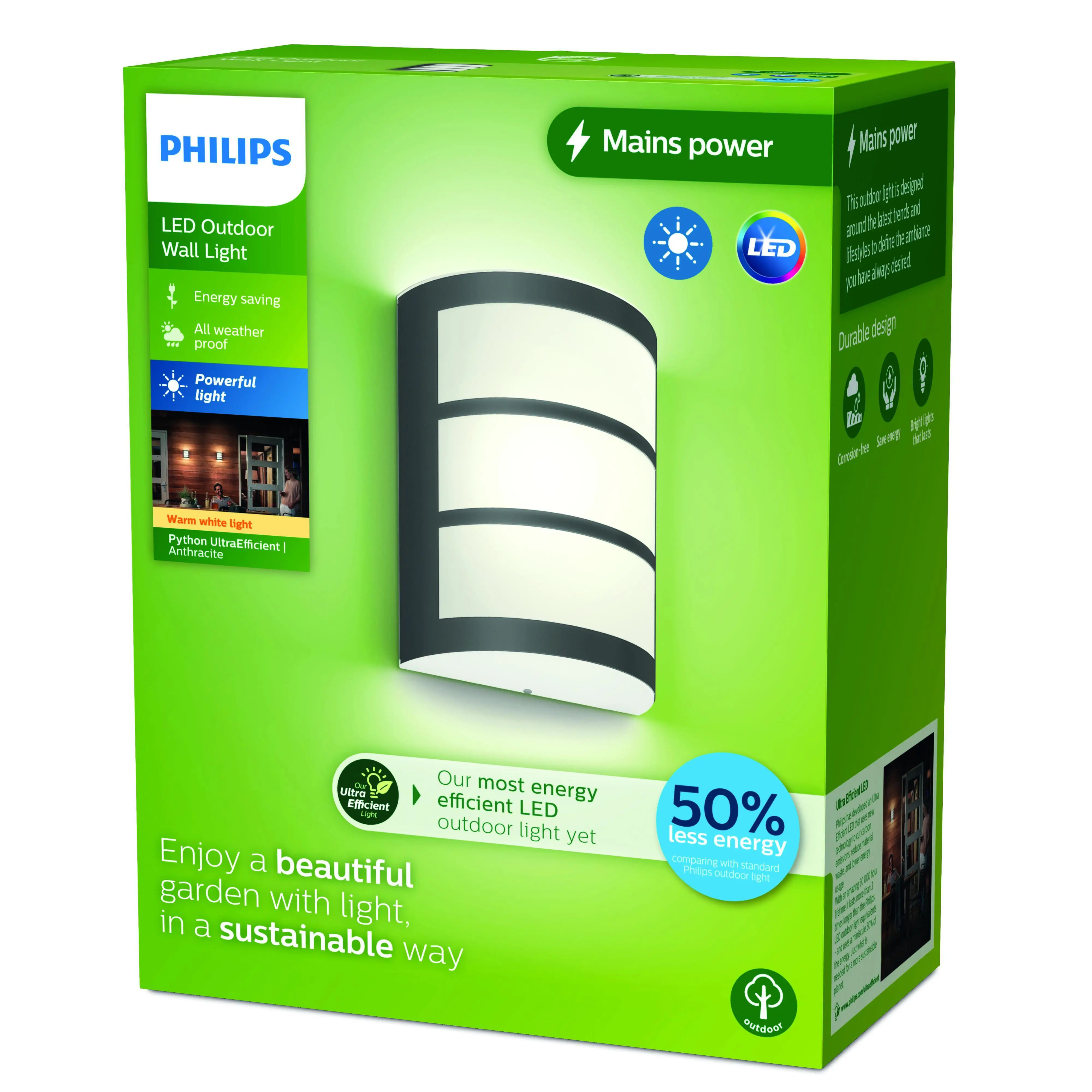 Philips LED Außenwandleuchte Python anthrazit warmweiß