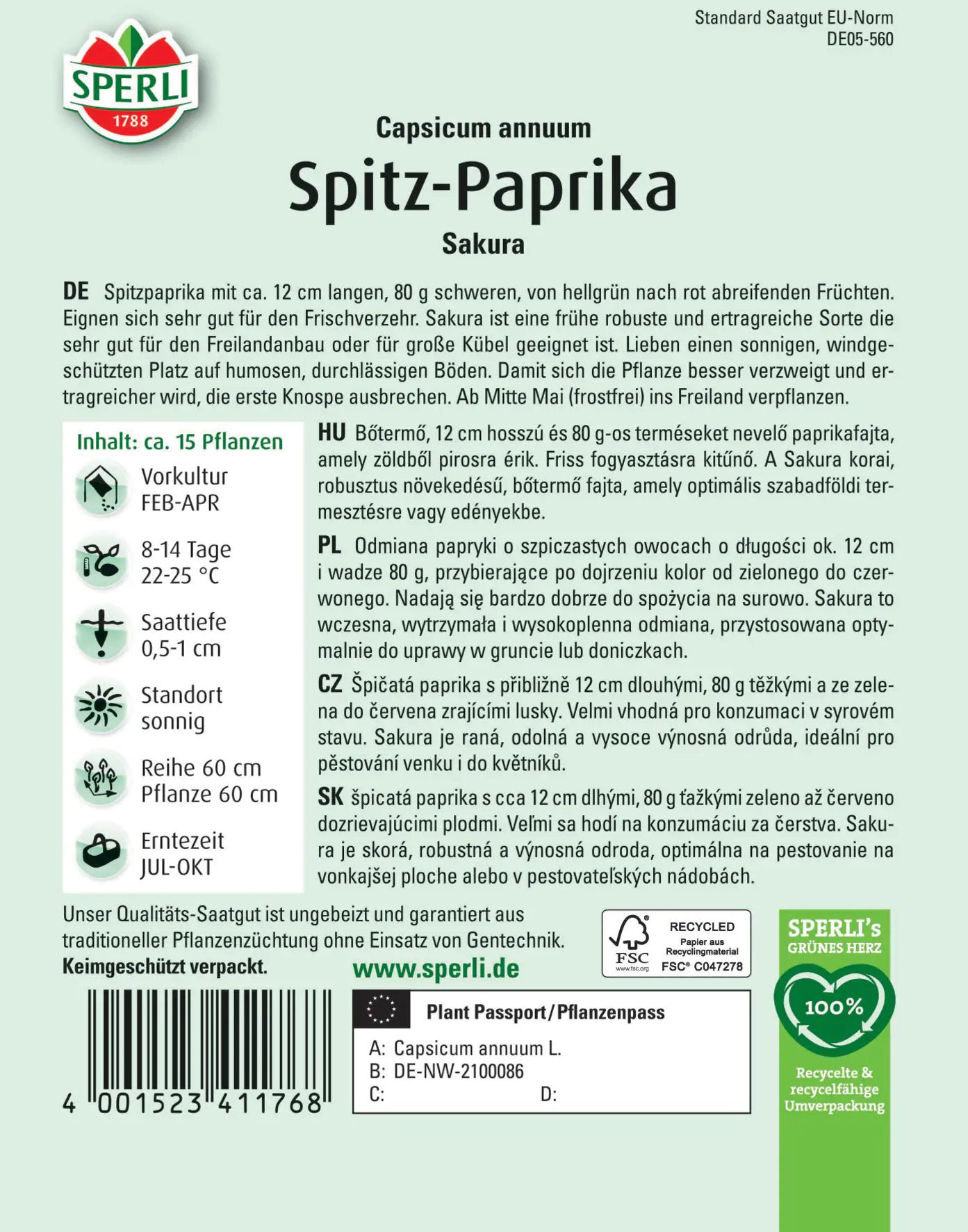 Sperli Spitzpaprika Sakura