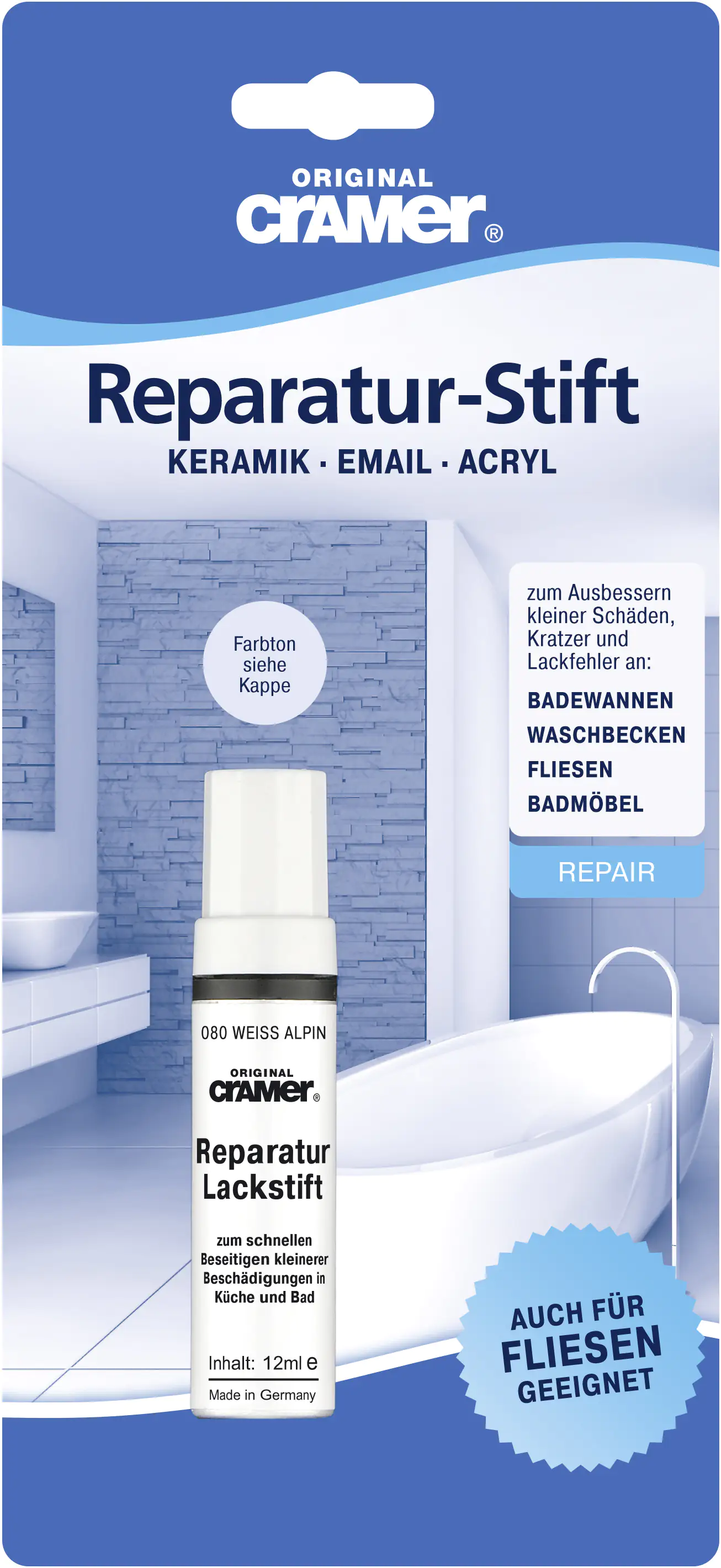 Cramer Reparatur-Lackstift 12 ml weiß-alpin