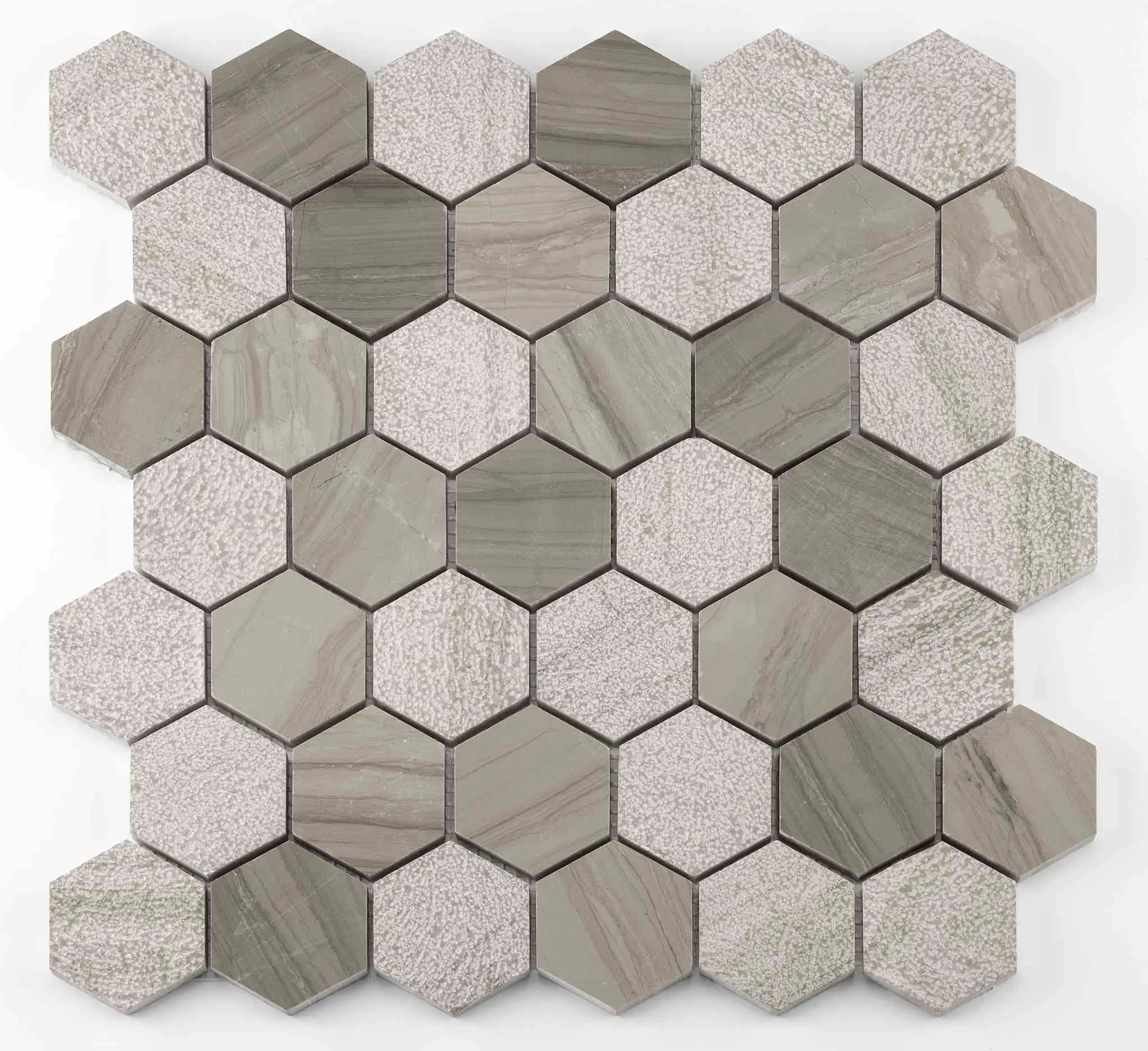 Mosaikfliese Marmor Hexagon 30 x 30 cm taupe-mix Steingröße: ca. 4,8 x 5,5 cm Mosaikfliese Marmor Hexagon 30 x 30 cm taupe-mix Steingröße: ca. 4,8 x 5,5 cm