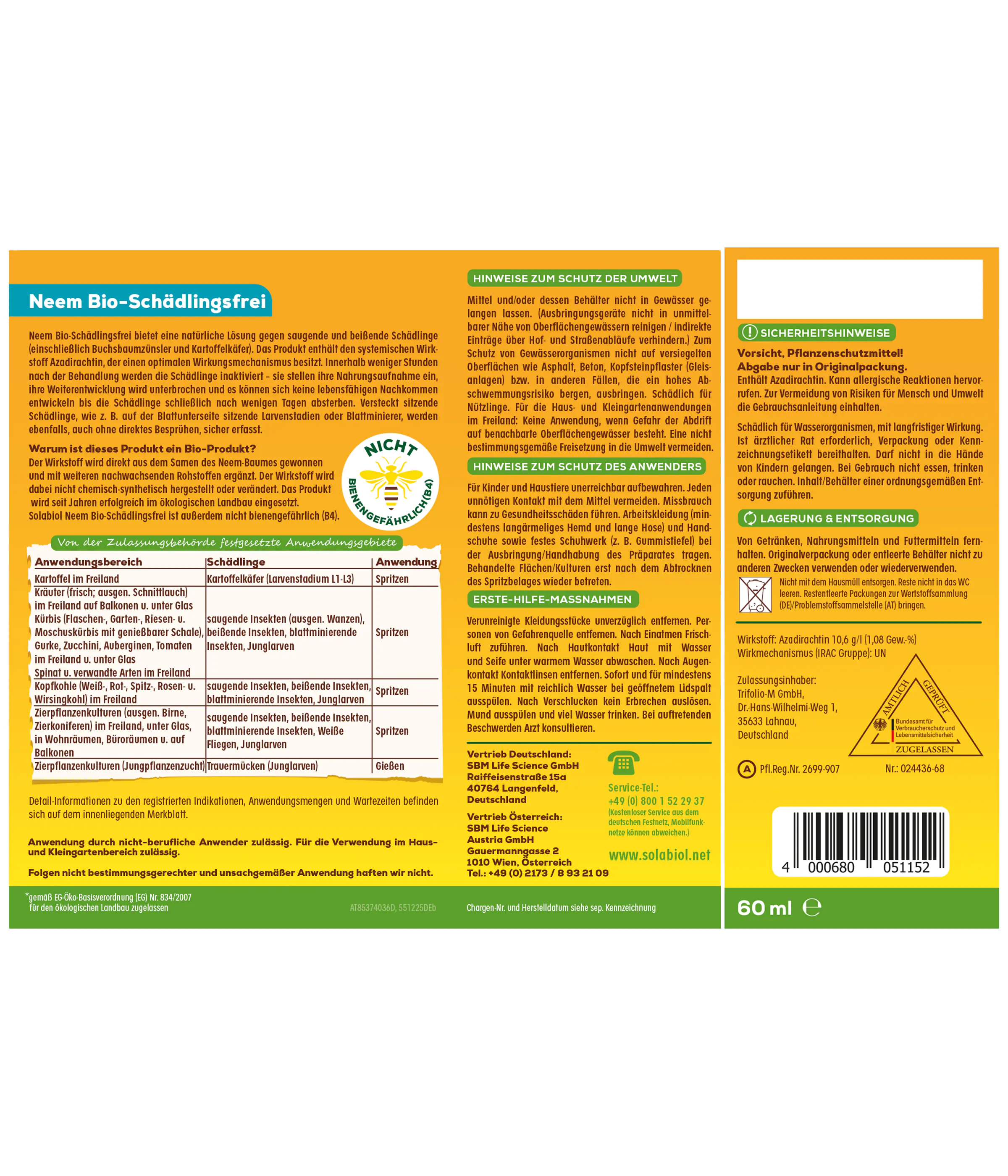 Solabiol Neem Bio-Schädlingsfrei 60 ml