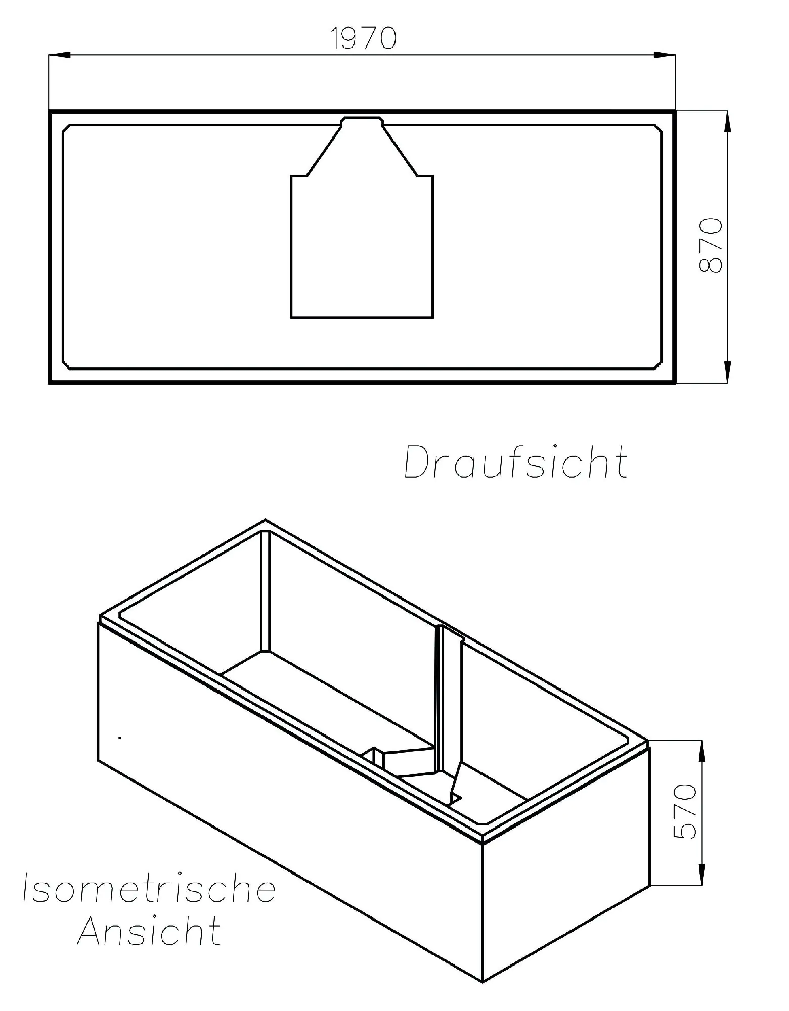 Ottofond Wannenträger Rosa 1970 x 870 mm