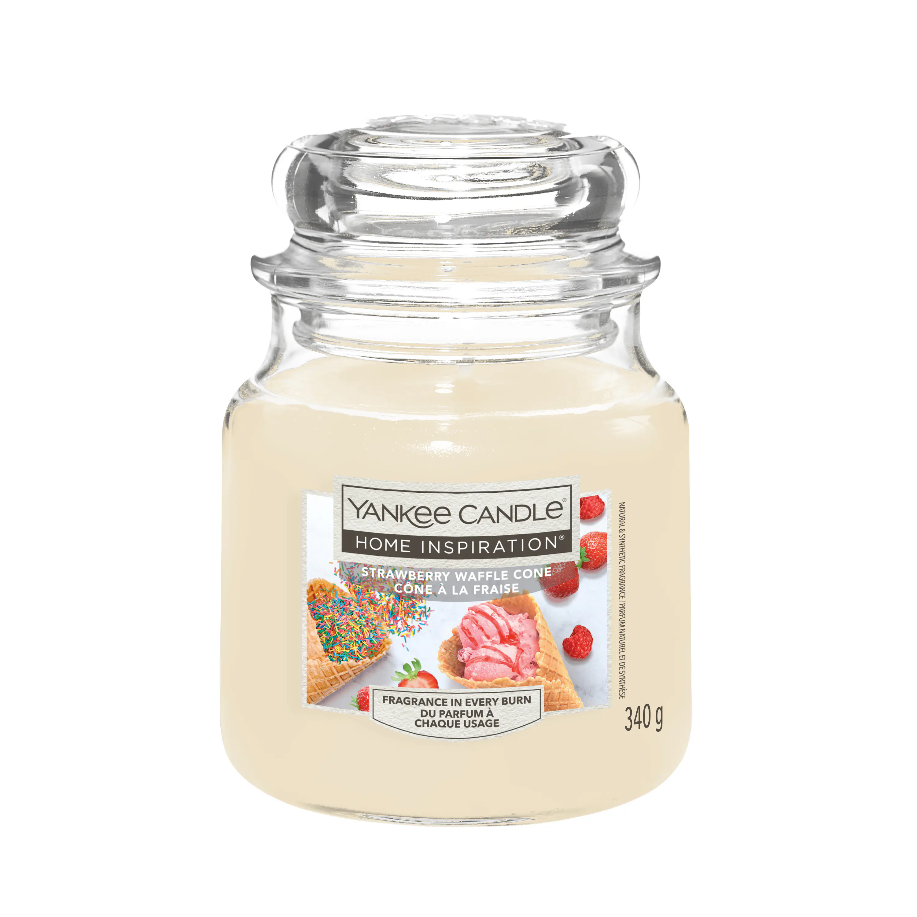 Yankee Candle Duftkerze Mittleres Glas Strawberry Waffle Cone 340 g beige